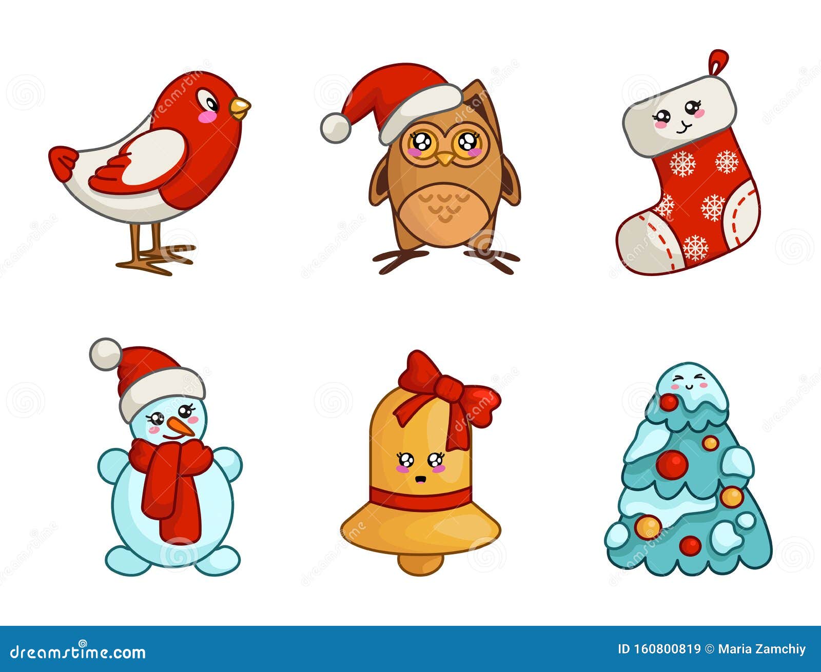 vetor de decoração de natal kawaii dos desenhos animados de árvore