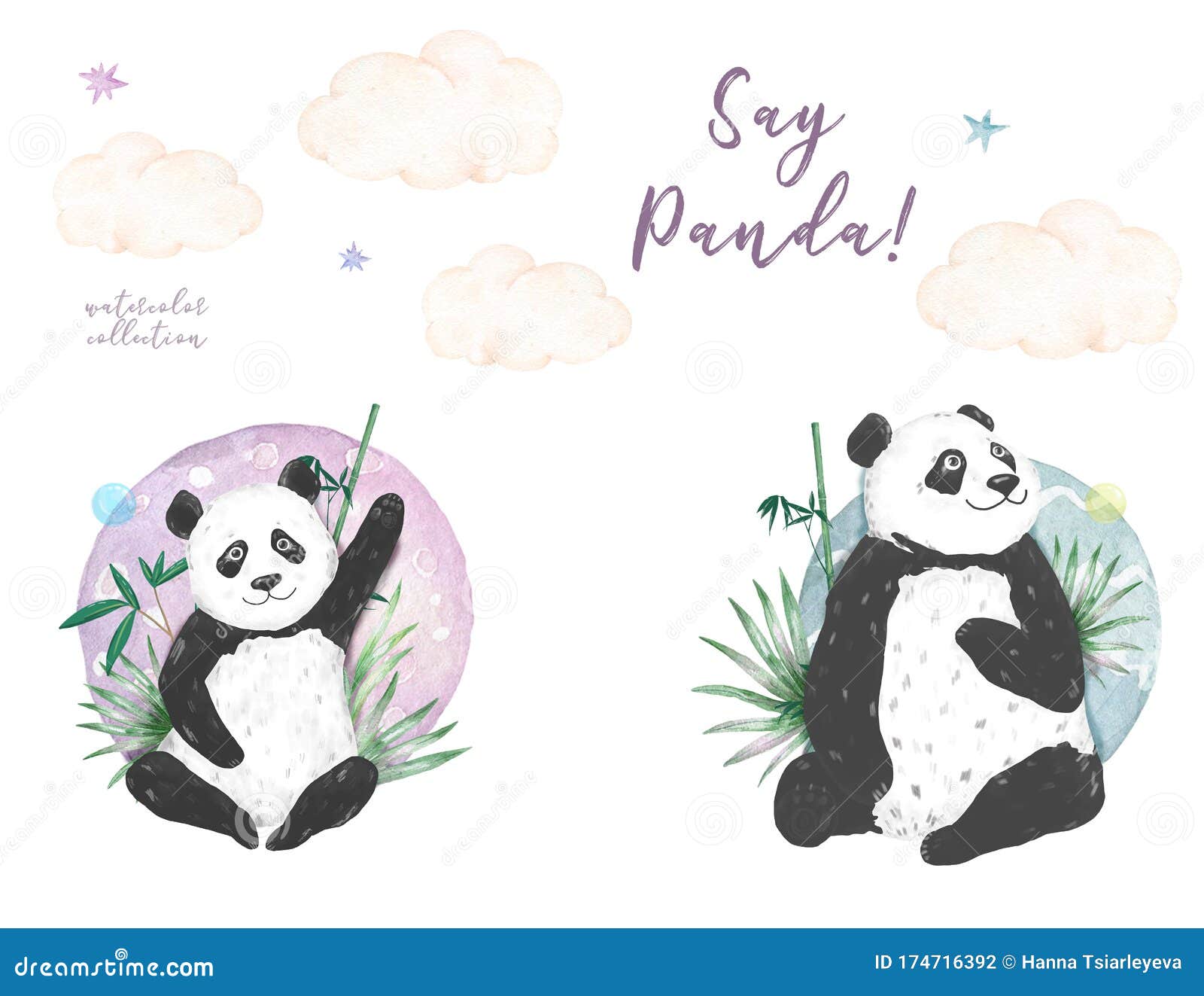 Imprimir Conjunto Pandas Bonitos Panda Tem Aniversário Panda Está