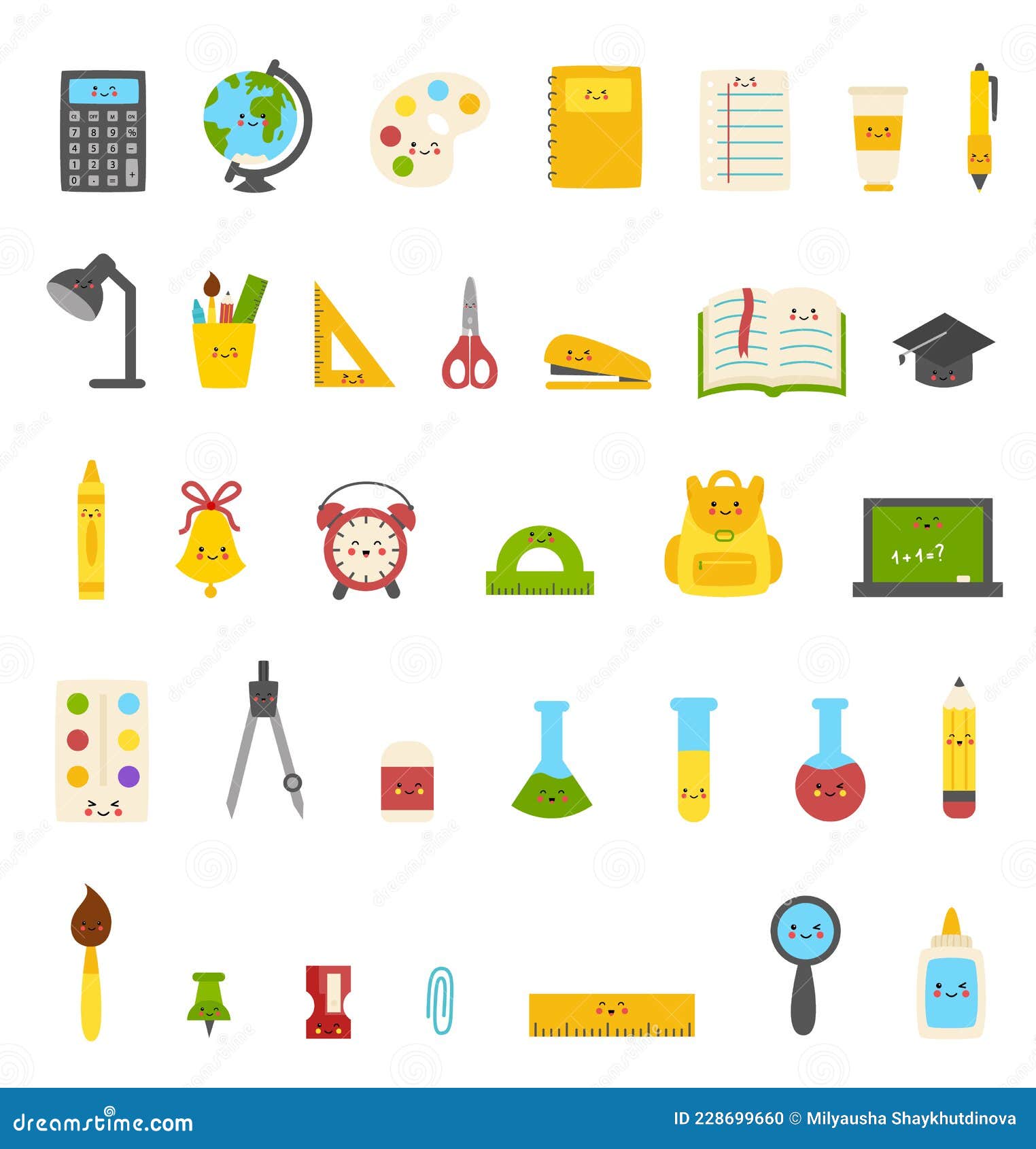 Conjunto de útiles escolares artículos coloridos para la educación