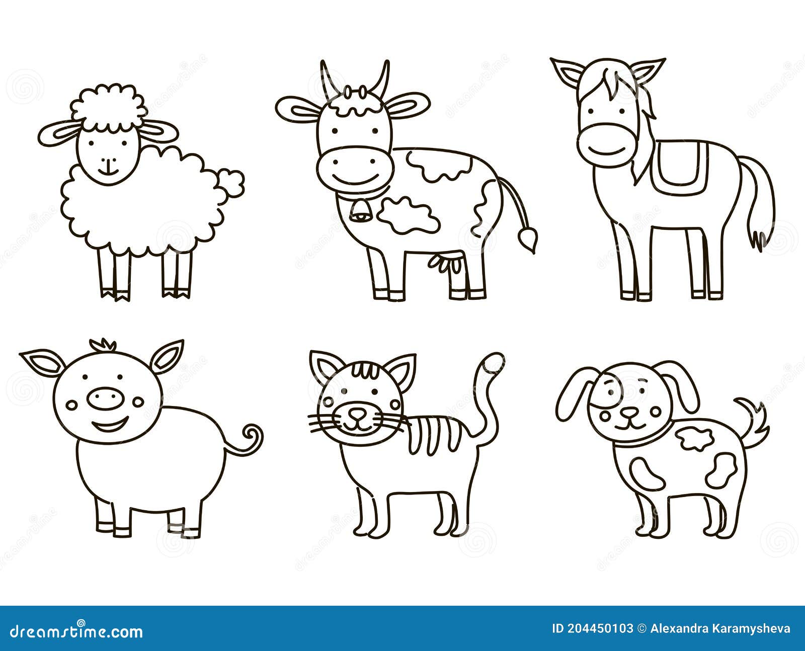 Colección De Dibujos Animados De Animales Domésticos En El Libro De Colorear El Fondo Blanco Stock de ilustración - Ilustración de poultry, fauna: 204450103 Colección De Dibujos Animados De Animales Domésticos En El Libro De Colorear El Fondo Blanco Stock de ilustración - Ilustración de poultry, fauna: 204450103