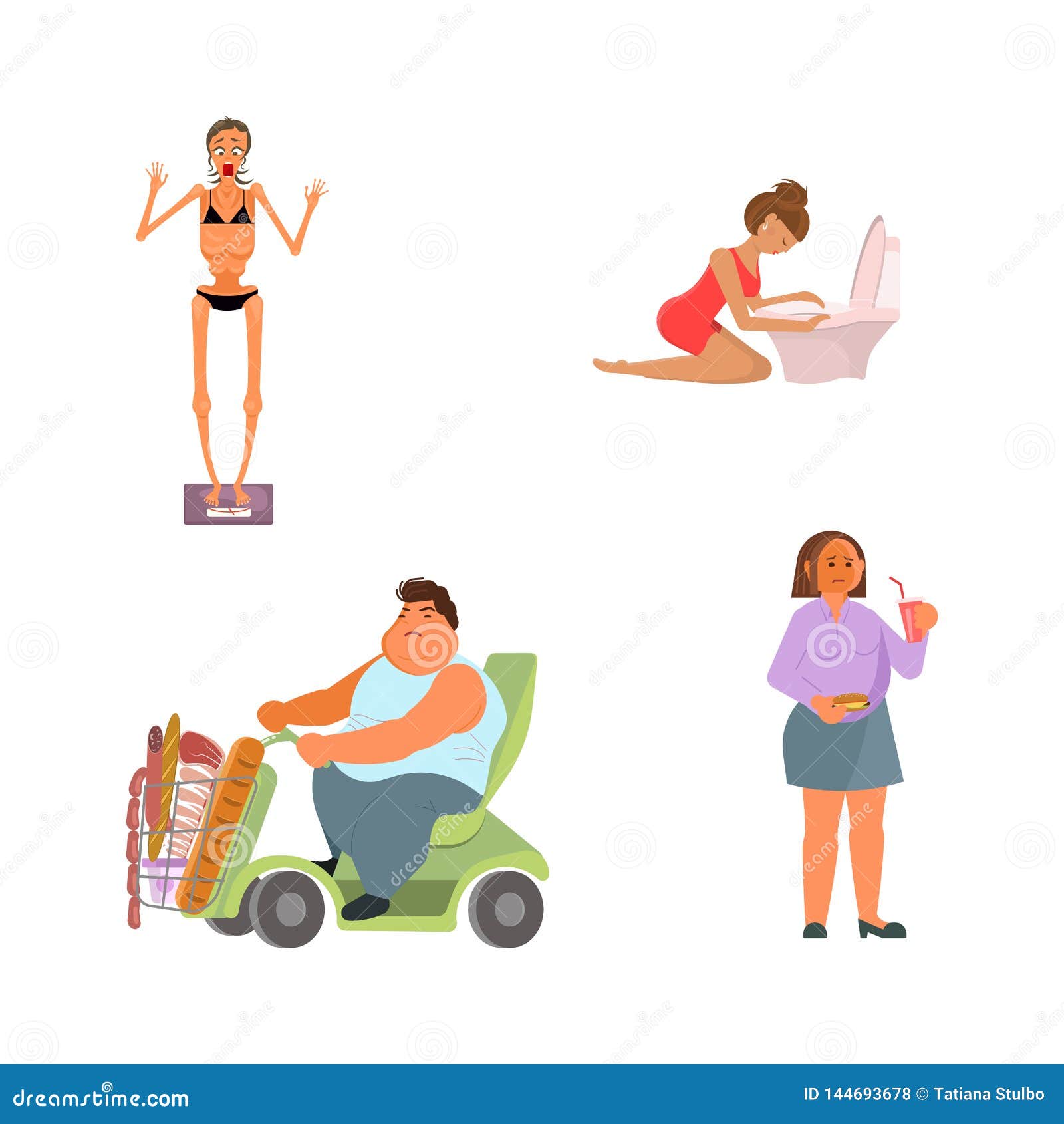 Colecci?n De Hombres Y De Mujeres Con Trastornos Alimentarios Ilustración  del Vector - Ilustración de lifestyle, bulimia: 144693678