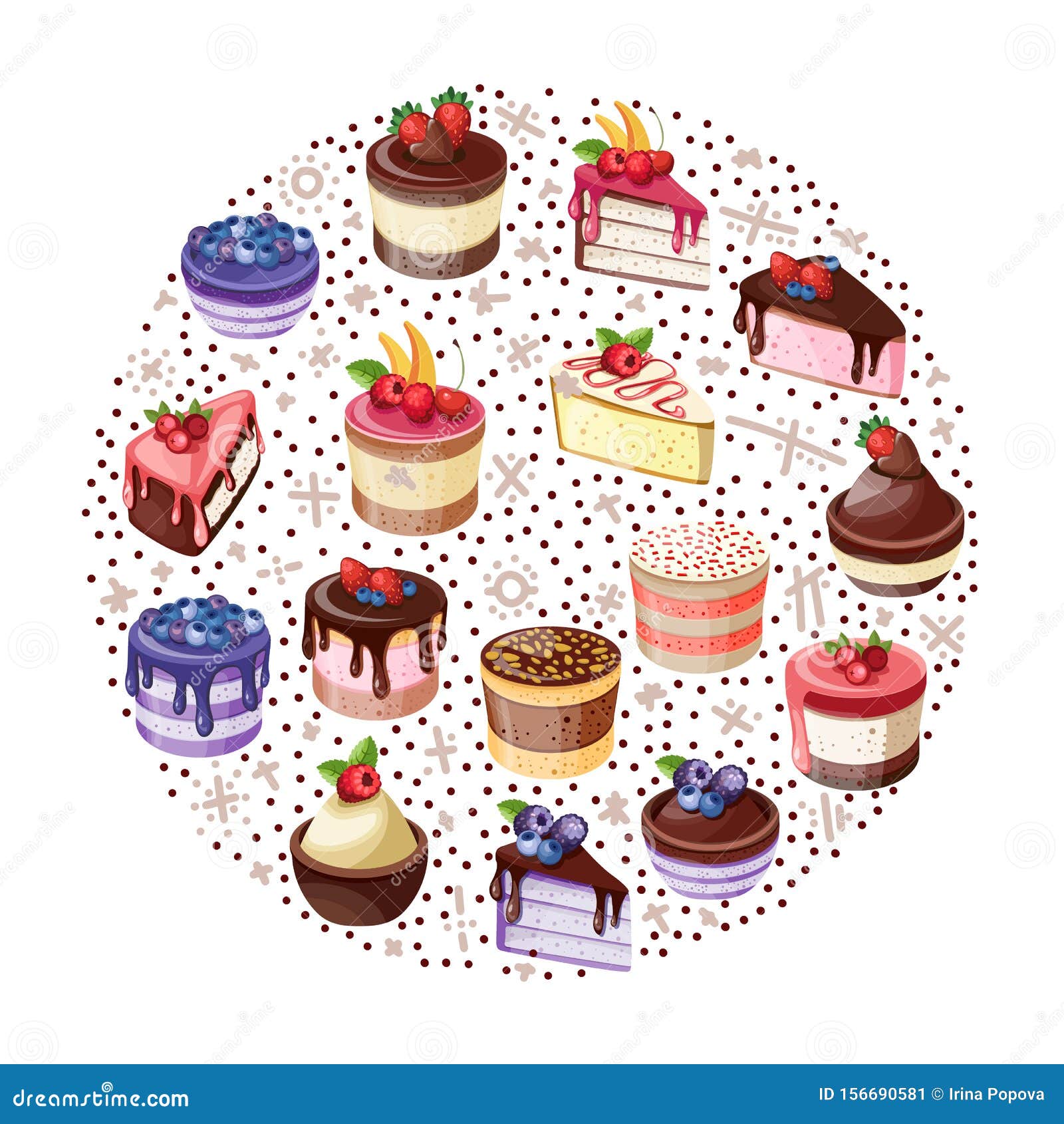 Colección De Iconos De Pasteles. Ejemplo Del Vector De Diferentes Tipos De  Tartas Modernas, Bonitas Como El Pastel De Chocolate Ilustración del Vector  - Ilustración de cereza, rebanada: 156690581