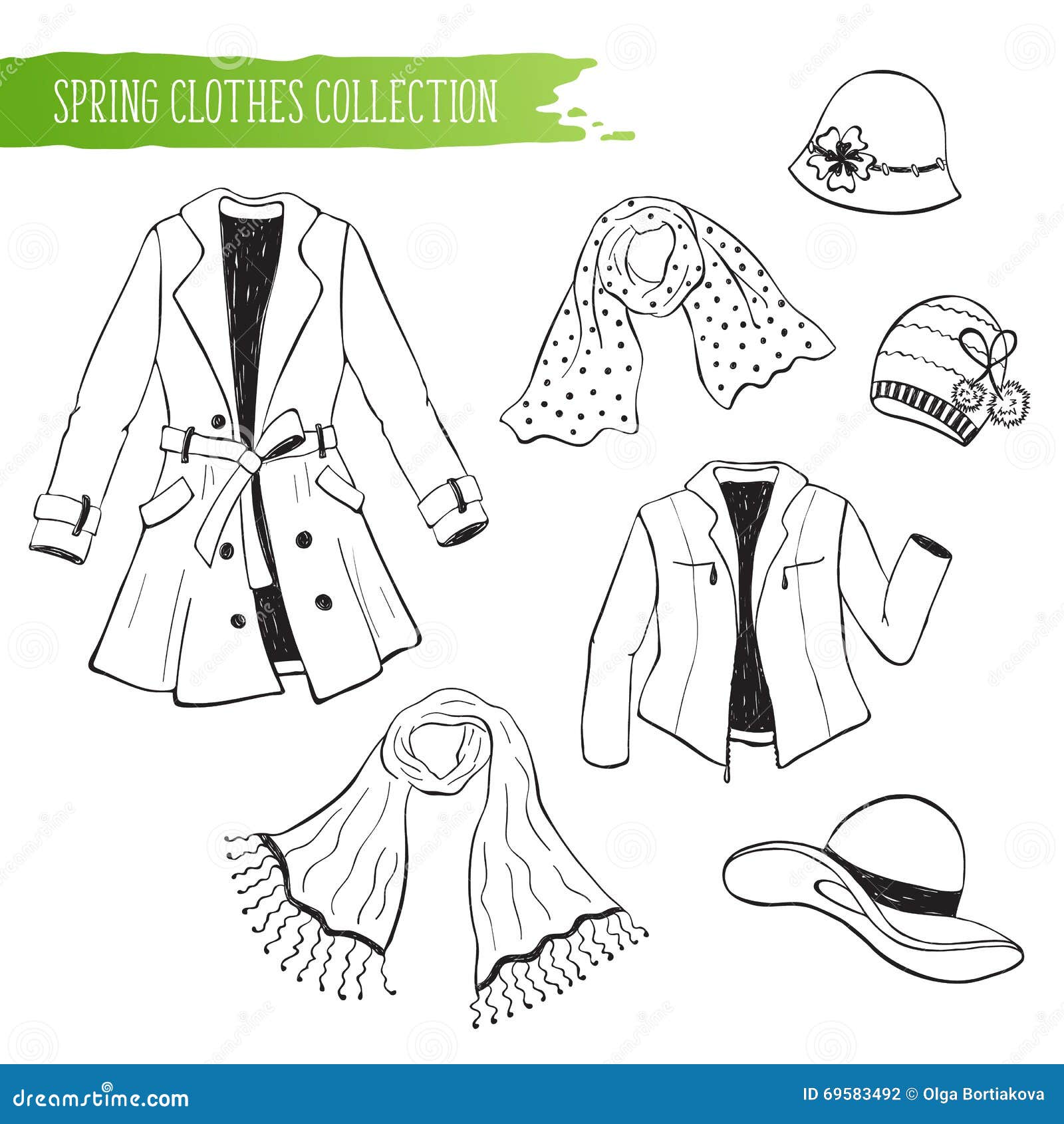 Colección De La Ropa De La Primavera Ilustración del Vector - Ilustración  de bosquejo, aislado: 69583492, image size:1600x1690