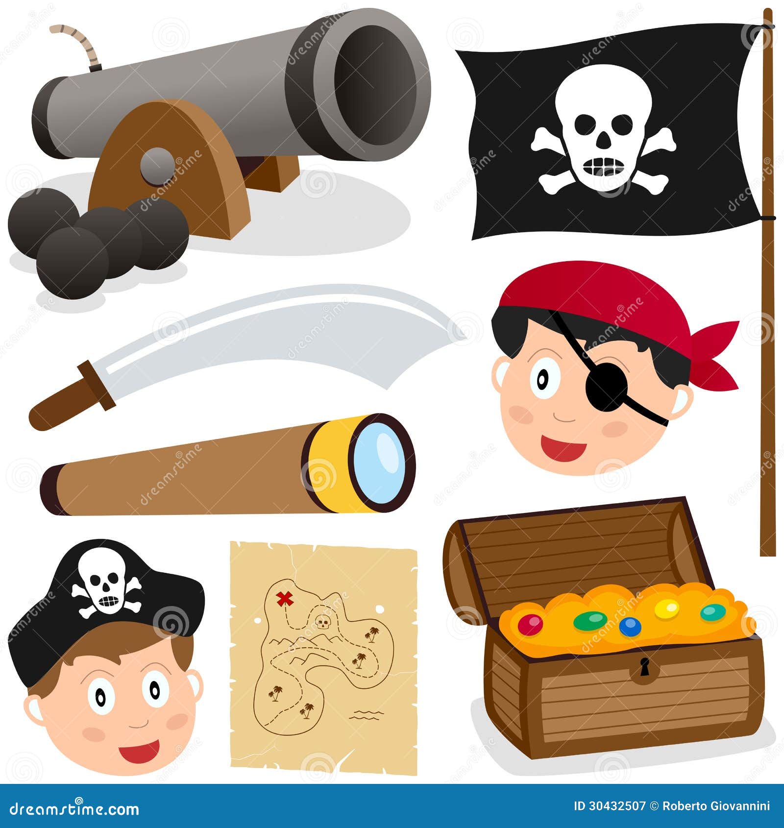 Accesorios del pirata ilustración del vector. Ilustración de indicador -  5387686