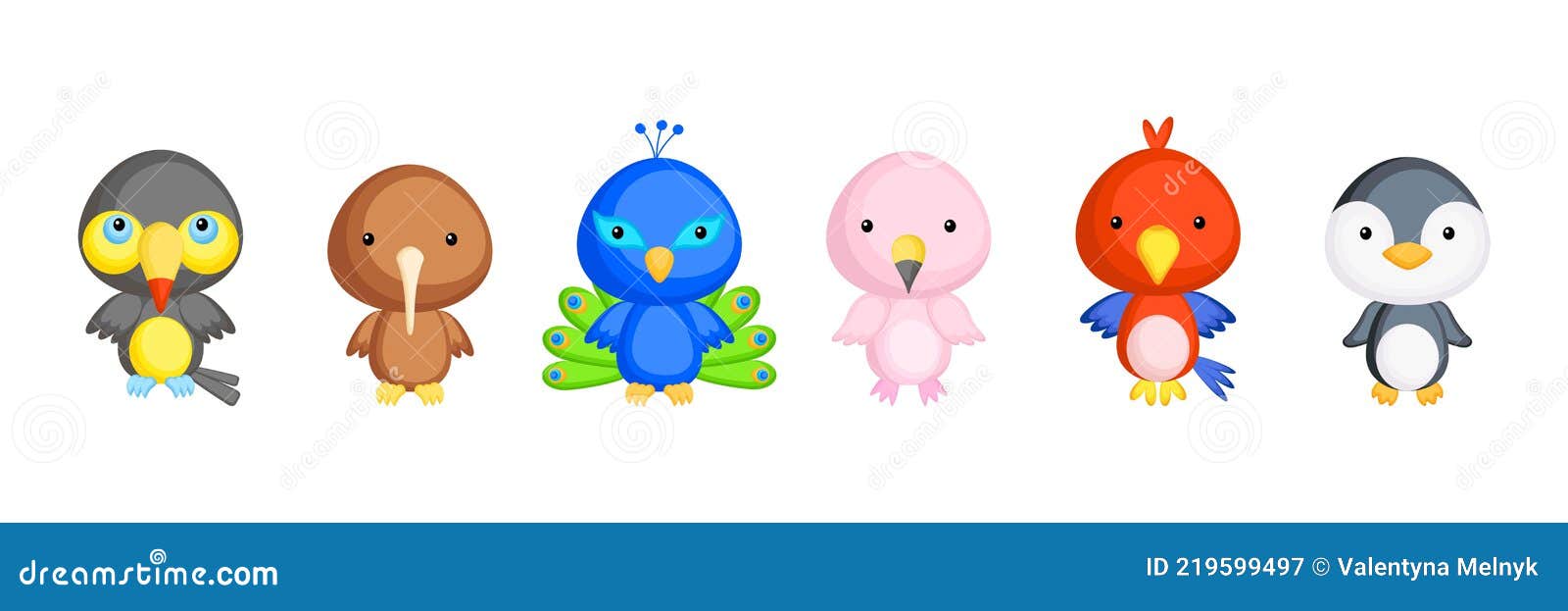 Colección De Pajaritos En Estilo De Dibujos Animados. Animales Lindos  Personajes Para Niños Tarjetas Baby Shower Cumpleaños Casa D Ilustración  del Vector - Ilustración de sonrisa, colorido: 219599497