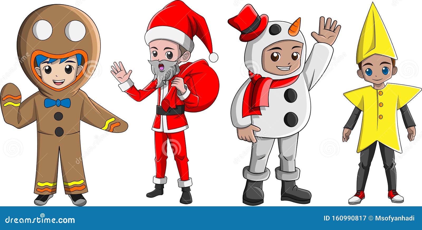 Colección De Personajes De Dibujos Animados Con Diferentes Disfraces De  Navidad Ilustración del Vector - Ilustración de invierno, mascota: 160990817
