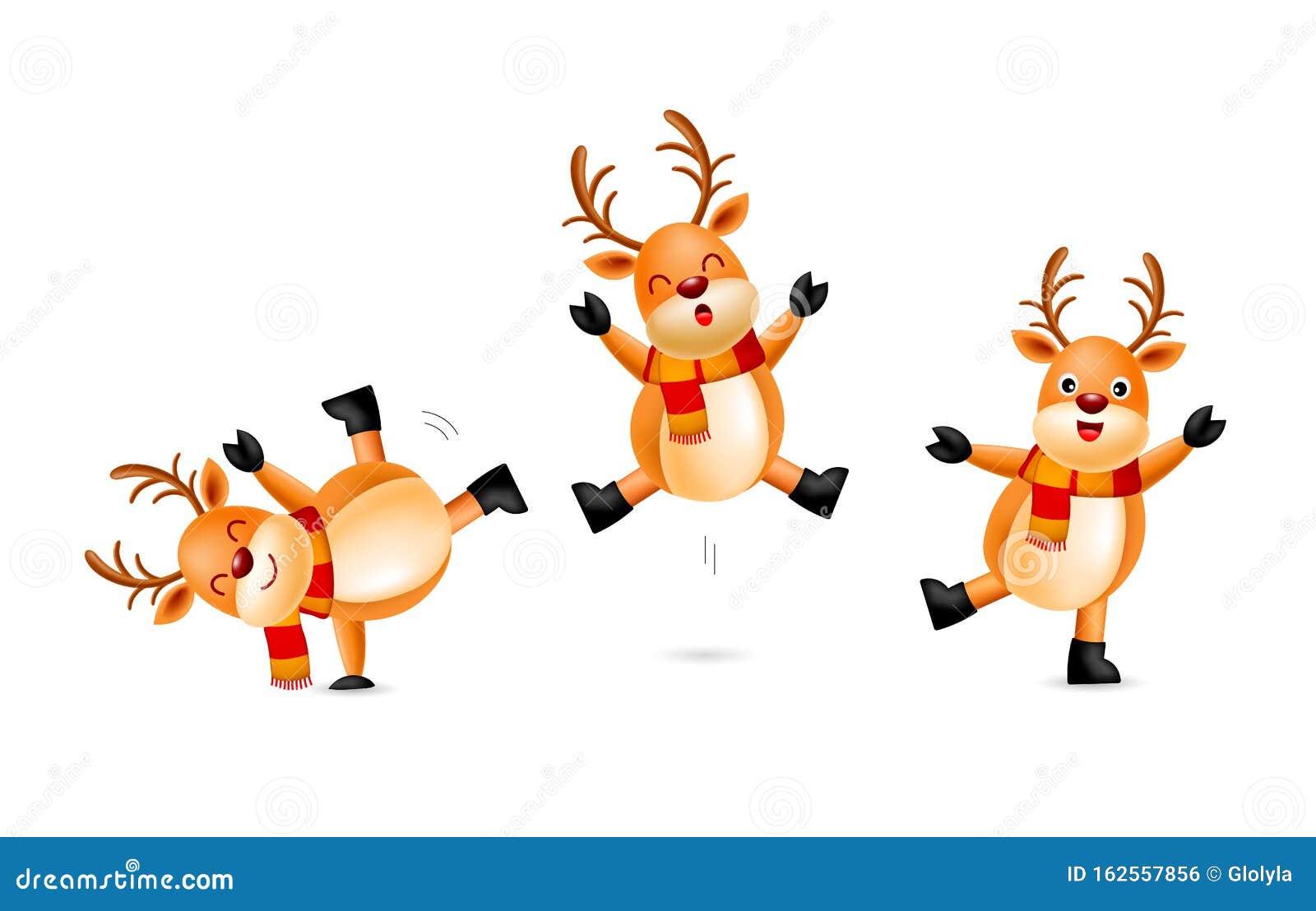 Colección De Tiernos Dibujos Animados Reindeer Con Bufanda Ilustración del  Vector - Ilustración de historieta, conjunto: 162557856