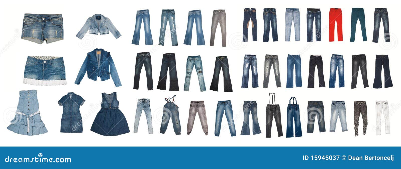 Colección Varios Tipos De Pantalones Vaqueros Imagen de - Imagen de blanco, 15945037