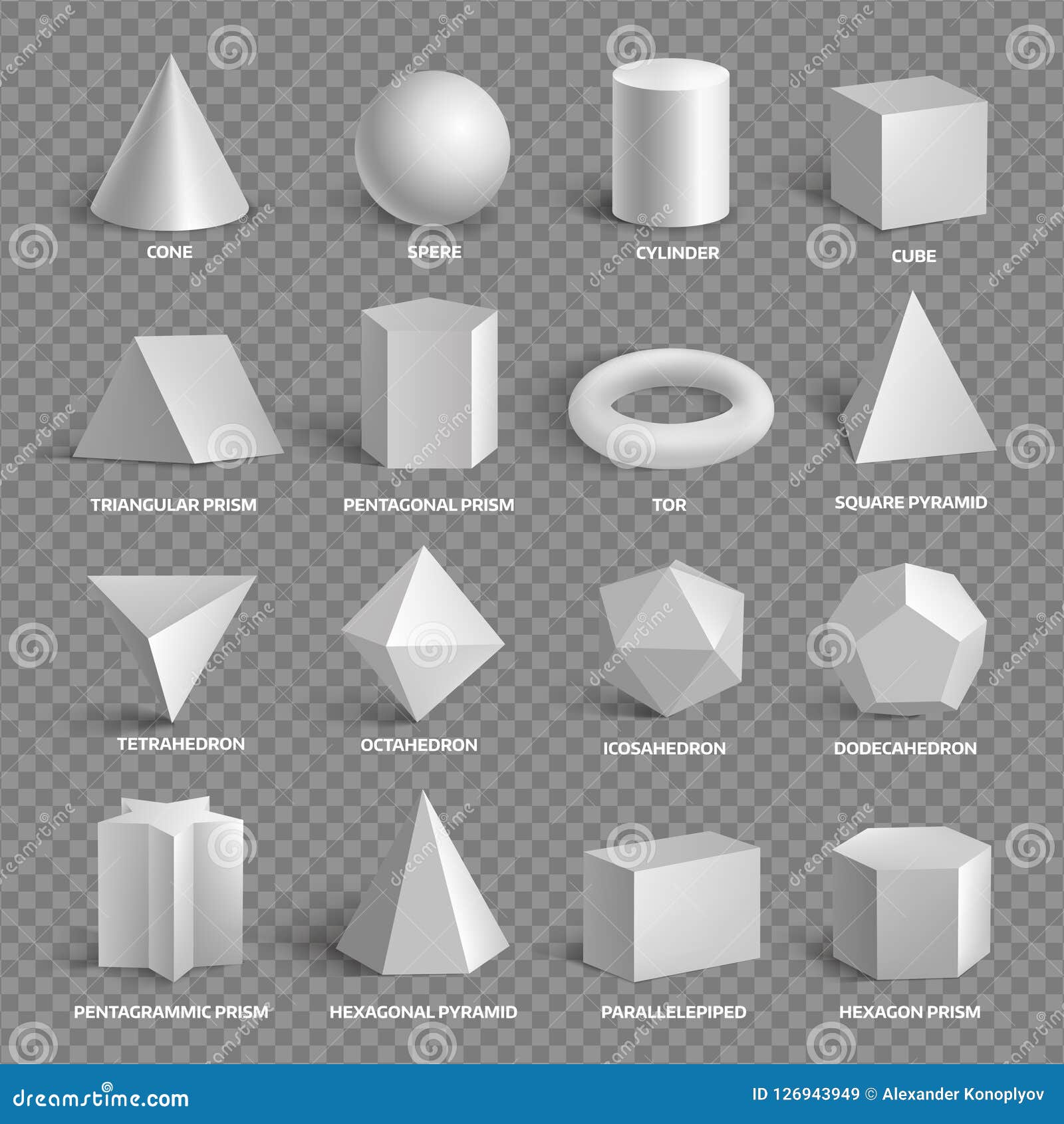 Coleccion Geometrica Basica De Las Formas 3d Con Nombres