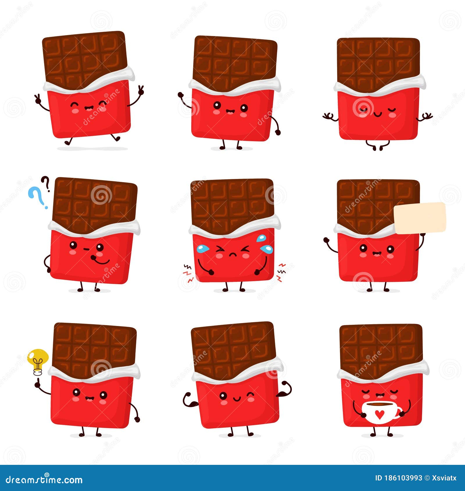 Colección De Barra De Chocolate Divertida Ilustración Del Vector