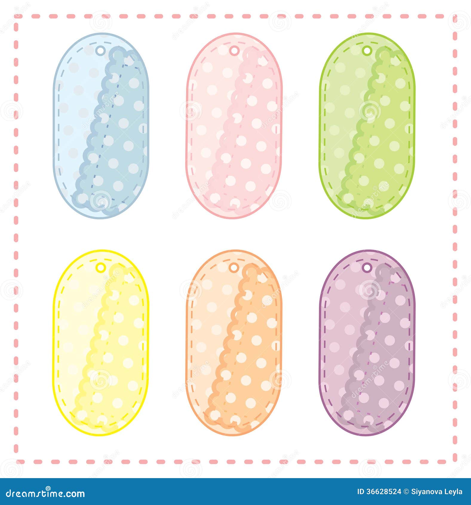 Colección De Etiquetas Ovales Lindas Ilustración del Vector