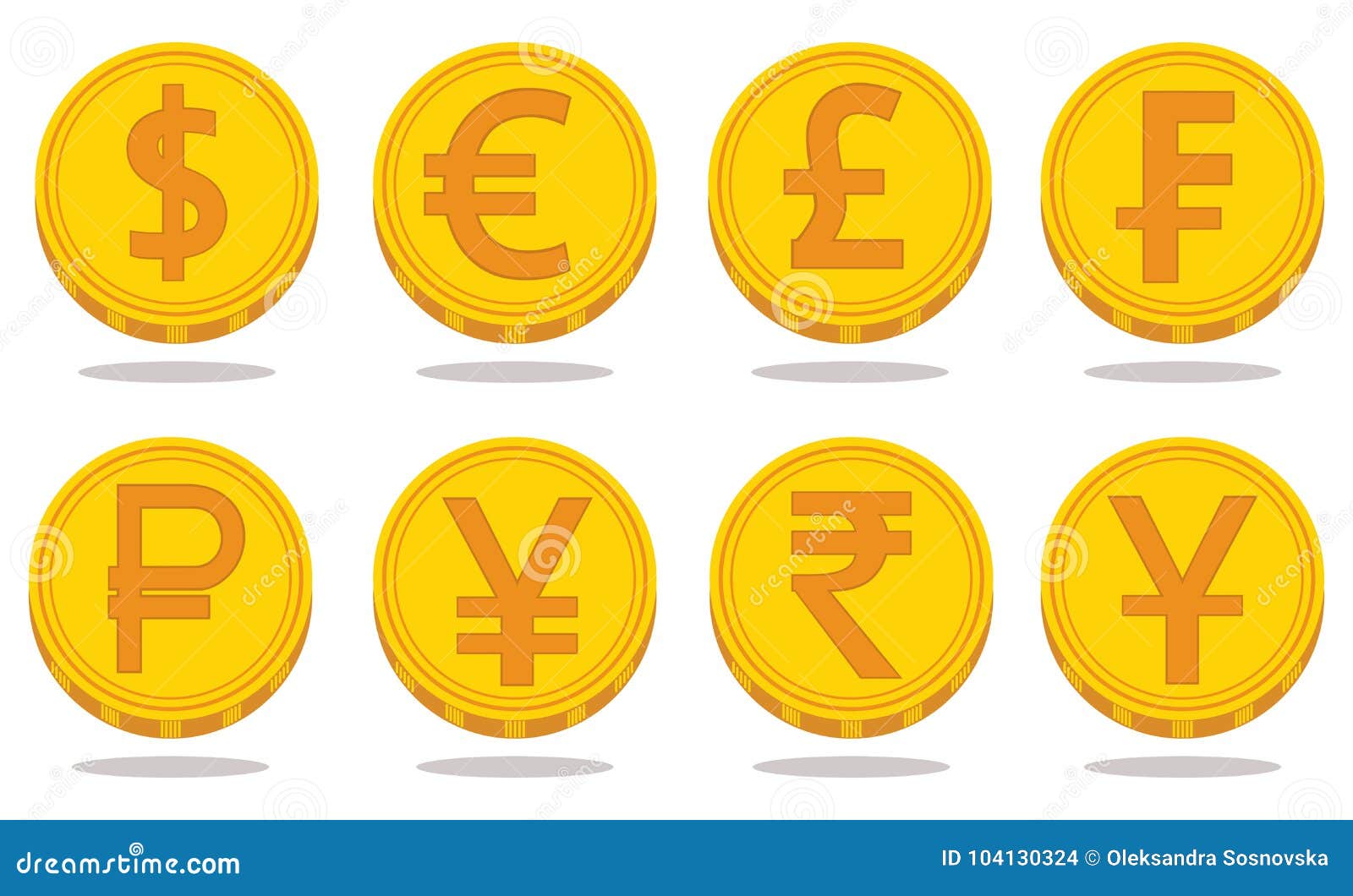 Colección De Iconos Con Símbolos De Moneda Ilustración Del Vector