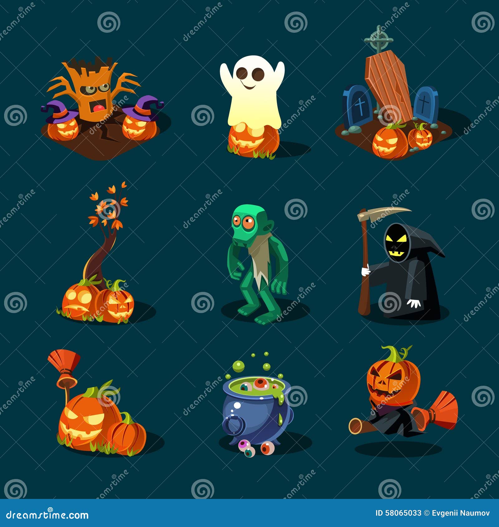 Sistema moderno del icono del estilo de la colección de los símbolos de Halloween