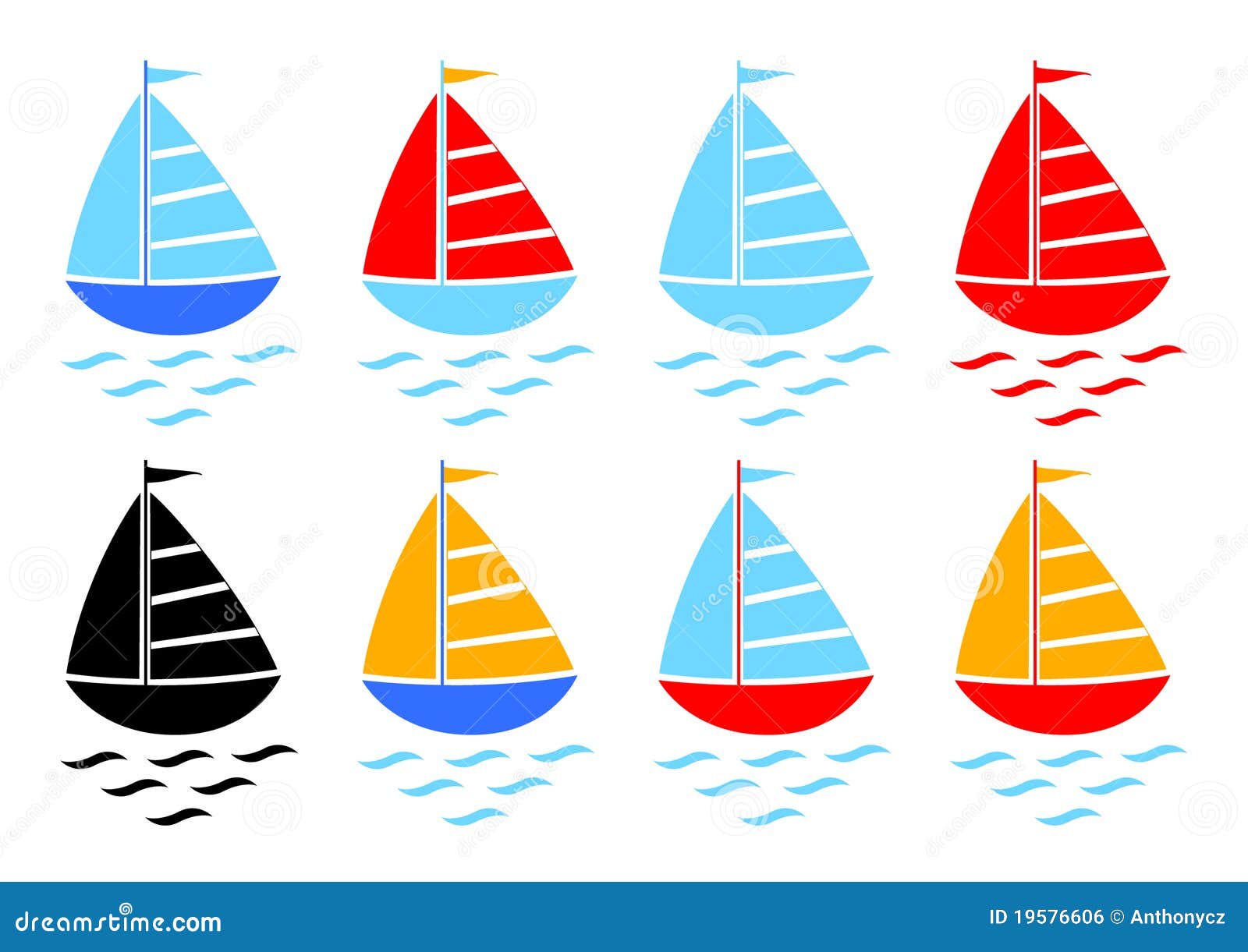 Coleção do Sailboat ilustração do vetor. Ilustração de vermelho 19576606
