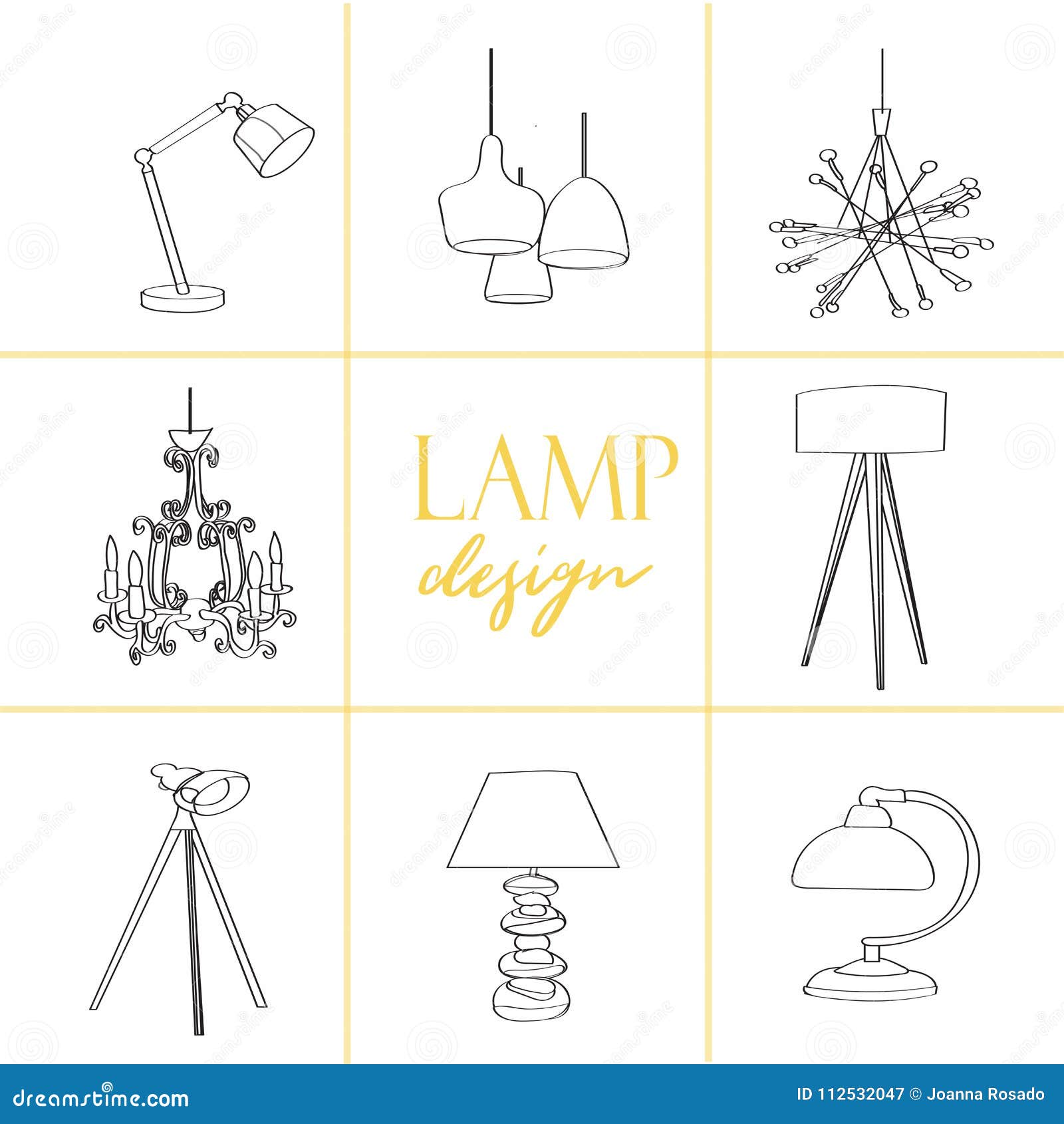 Coleção industrial das lâmpadas do estilo Ilustração do vetor Bandeira da site anúncio em linha do logotipo da loja Design de int