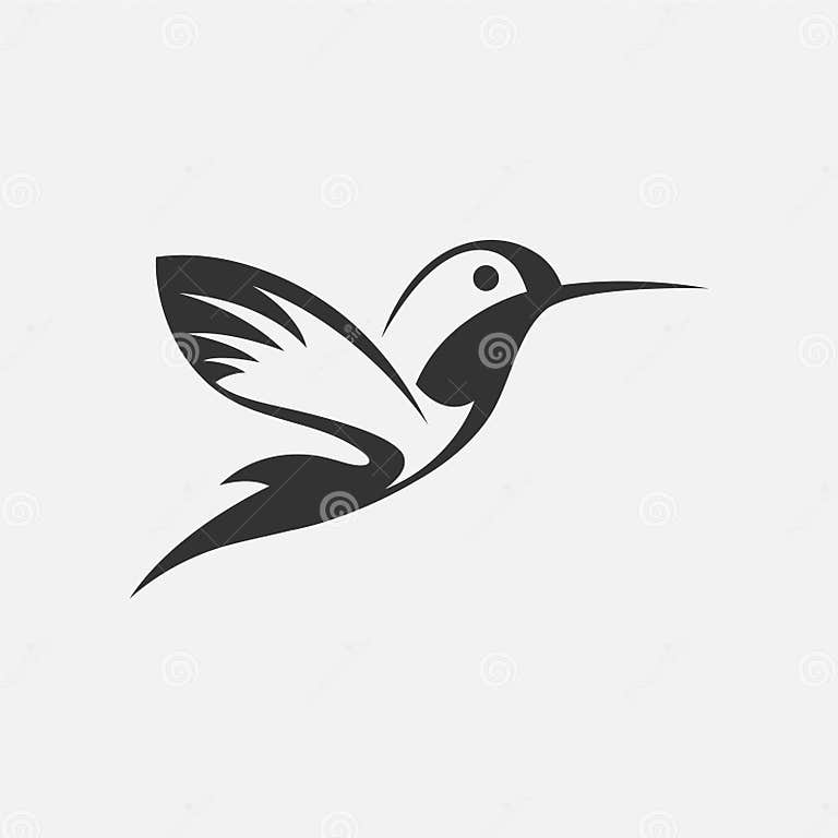 Colibri or Humming Bird Icons. Vector Isolated Set of Flying Birds with ...