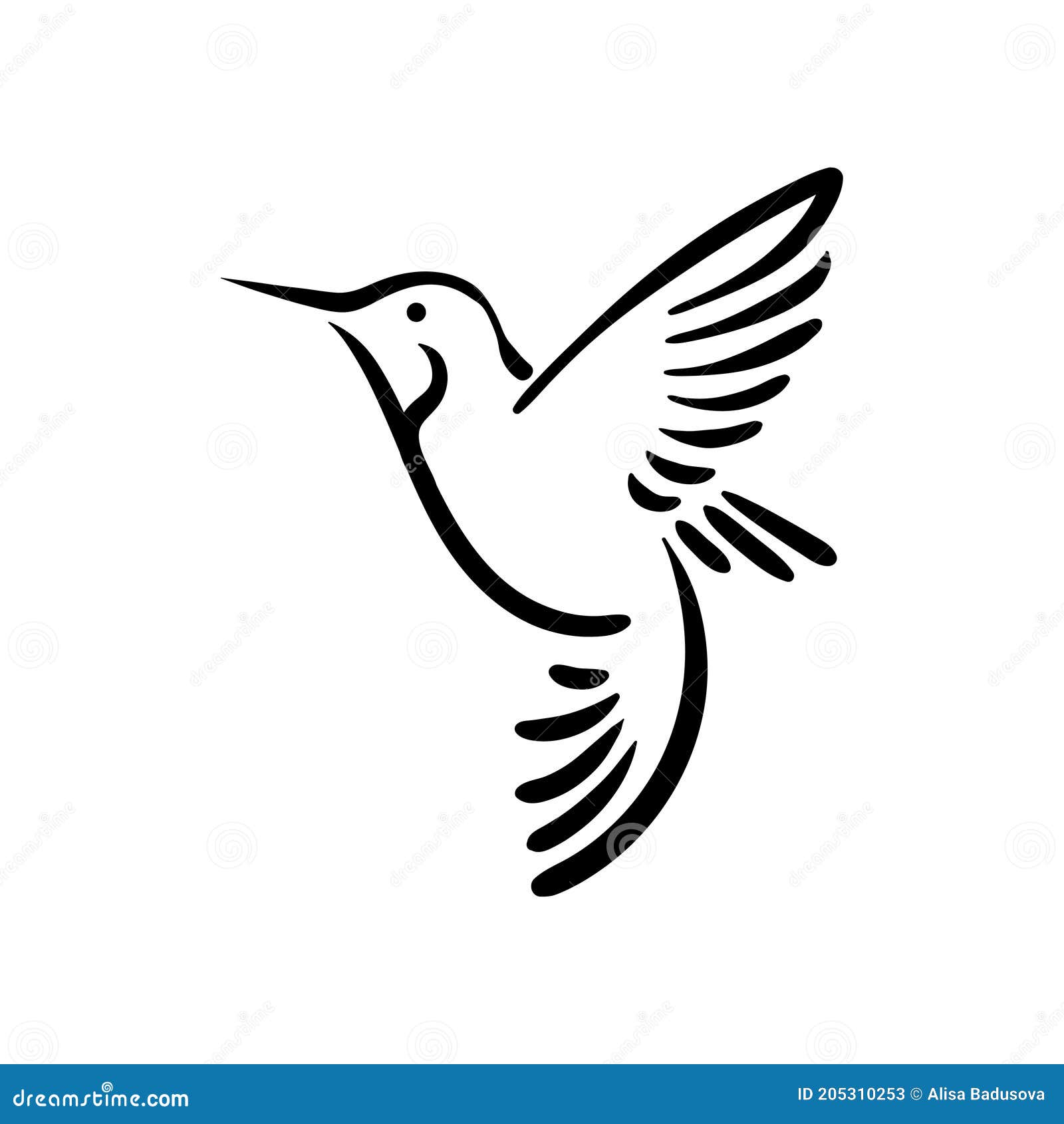Colibri Hummingbird Flying Bird Line Style Logo Illustration Stock ...
