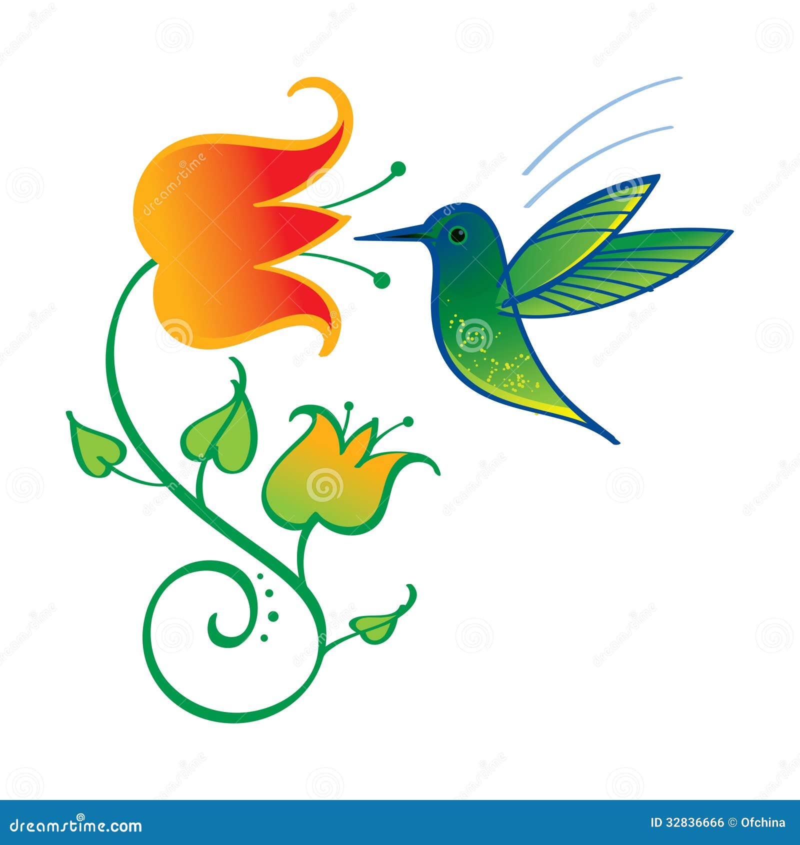 Dibujo De Colibrí Y Flor