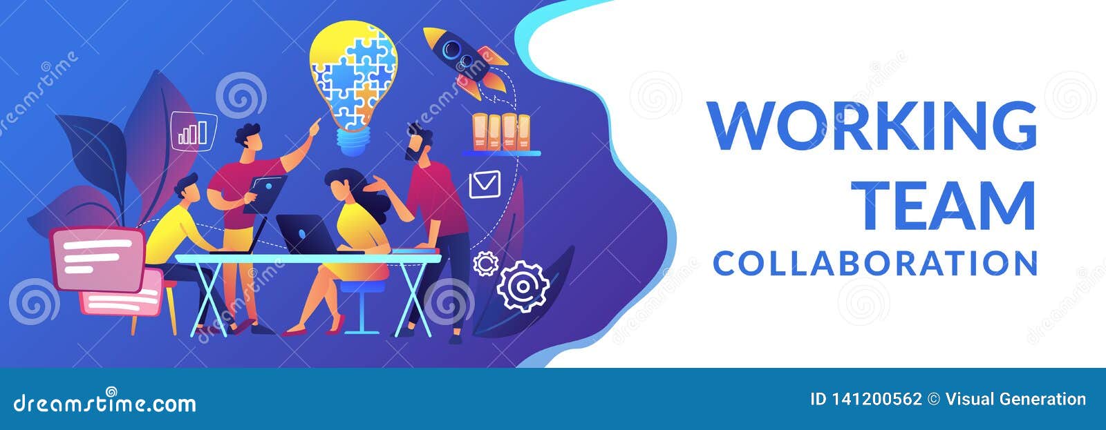 Collaboration Concept Banner Header. Stock Vector Illustration of