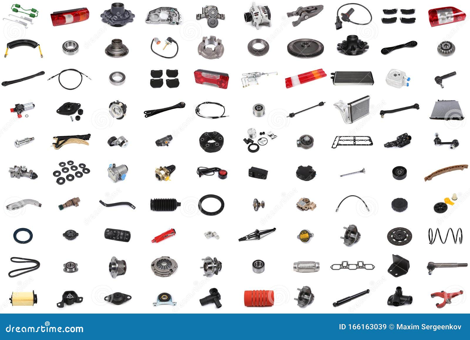 inch Tochi boom Perioperatieve periode Collage of 100 auto parts stock image. Image of background - 166163039