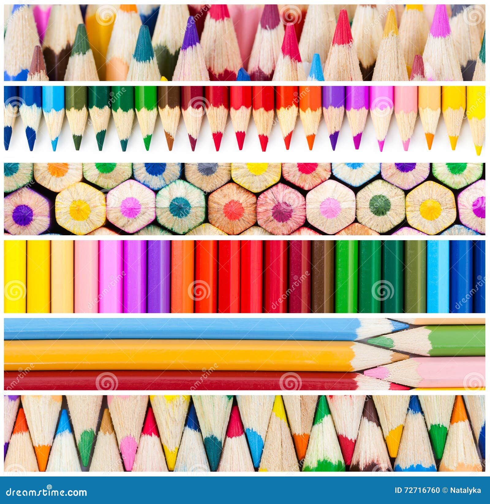 Collage of Colored Pencils. Stock Photo Image of school, vibrant