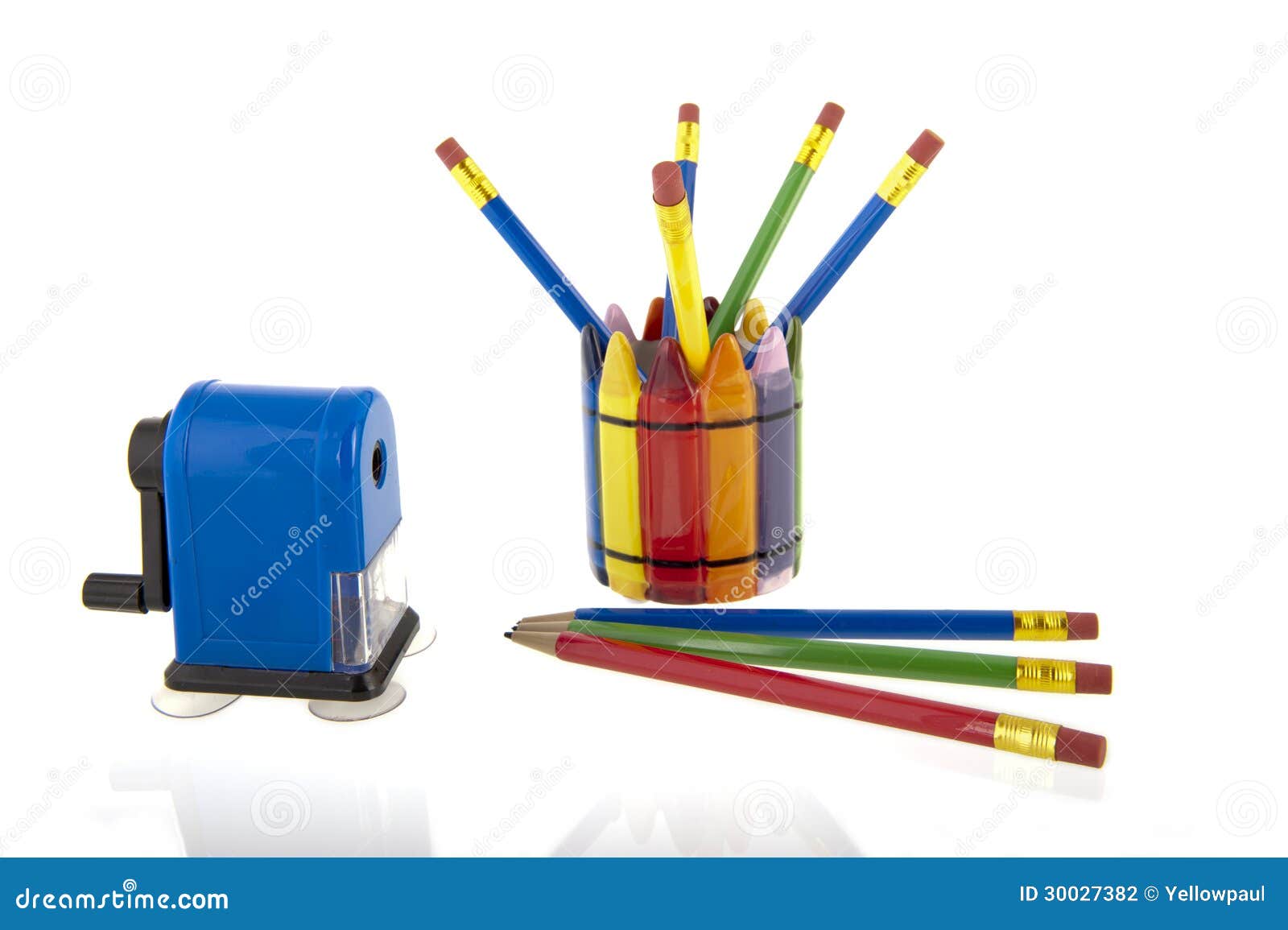 Collage Pencils Cup Blue Pencil Sha Stock Photos - Free & Royalty-Free