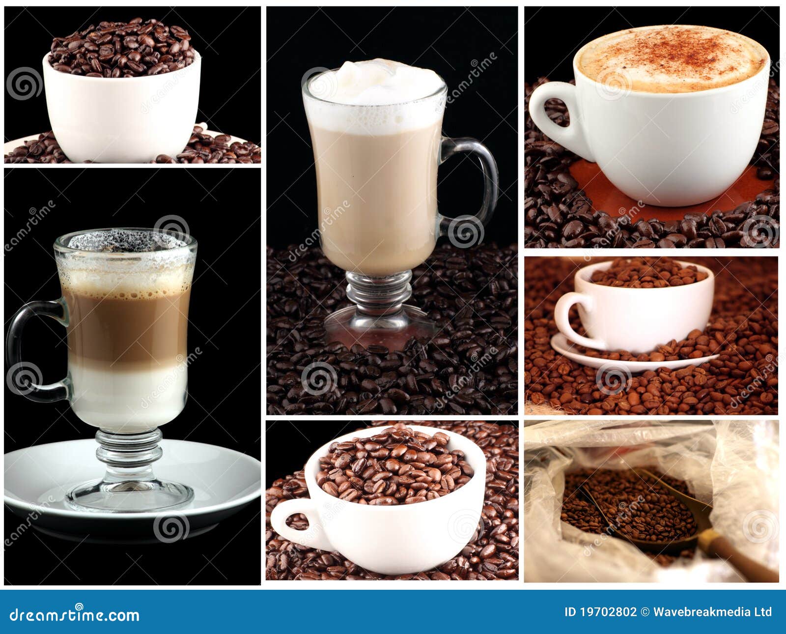 Collage Of Cups Of Coffee Stock Photo Image Of Espresso