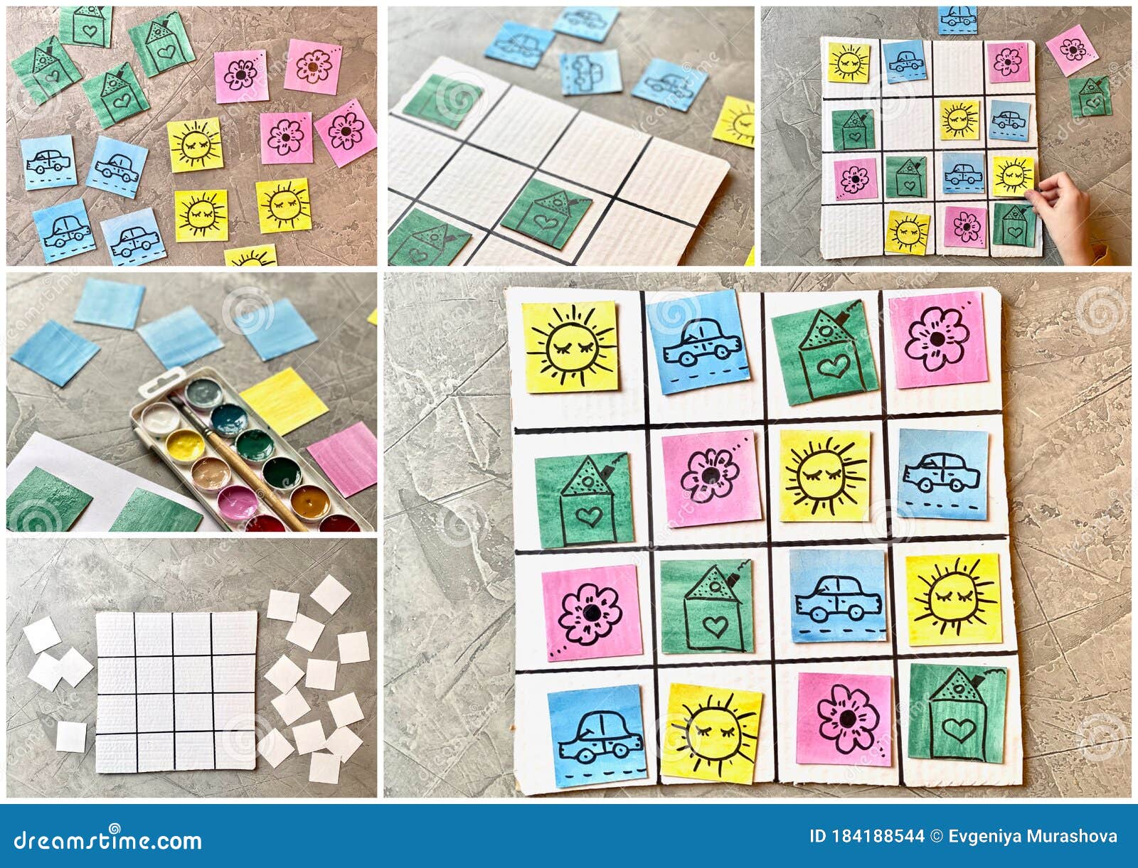 Collage De Fotos Paso a Paso Cómo Hacer Un Juego Sudoku Para Niños En Foto de archivo - de escuela, kindergarten: 184188544