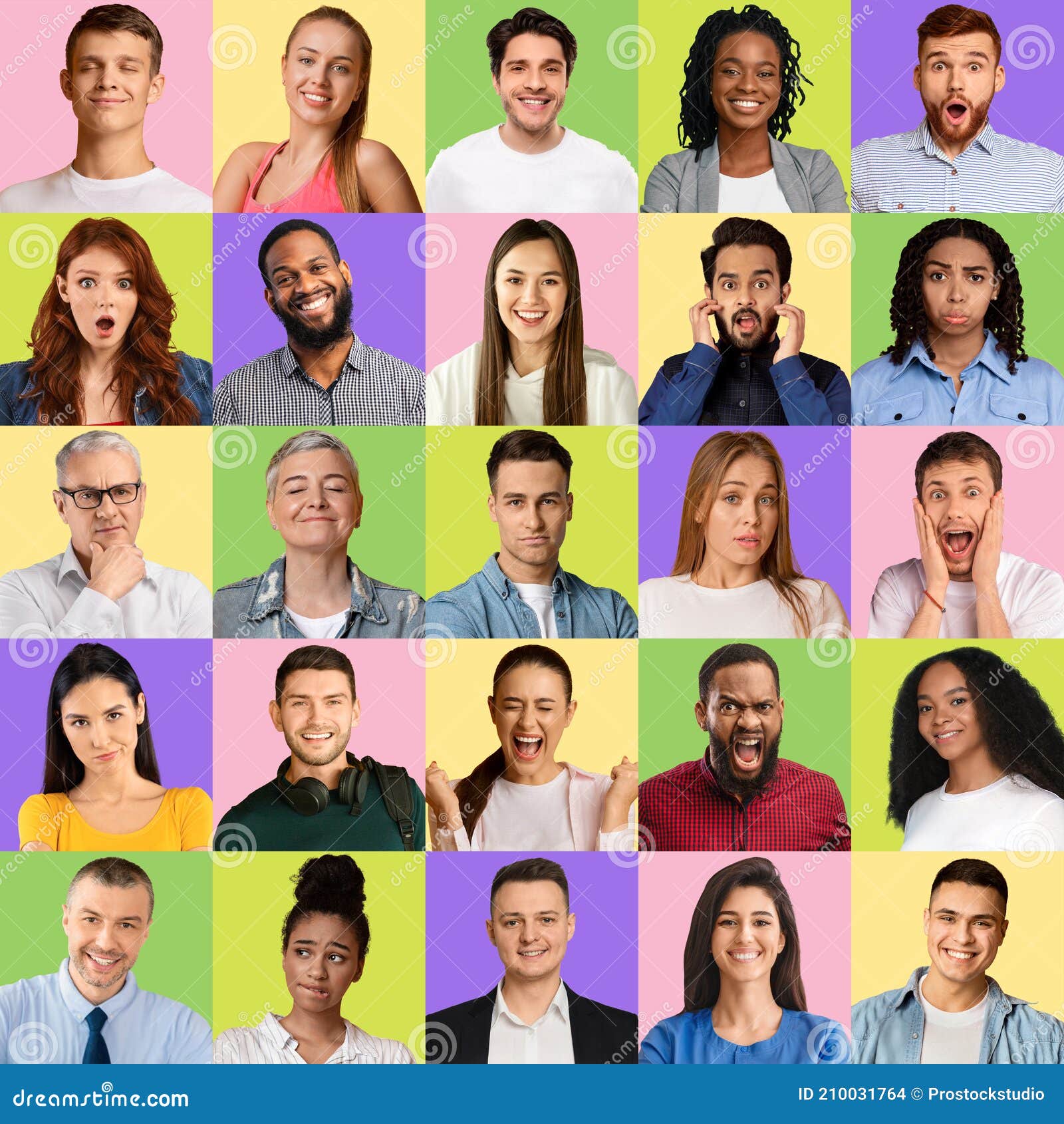 Collage De Personas Diversas Expresando Diferentes Emociones Conjunto De  Mosaicos Foto de archivo - Imagen de grupo, multicultural: 210031764