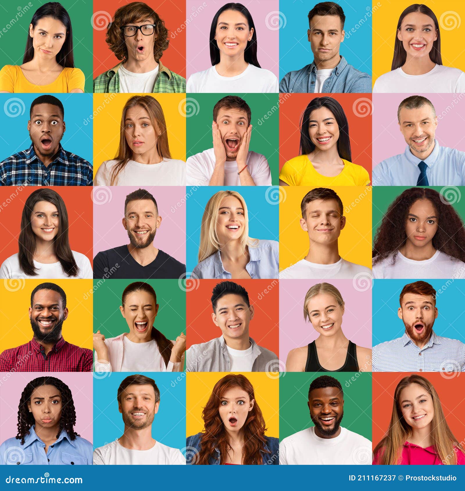 Collage De Personas Diversas Que Expresan Diferentes Emociones Imagen de  archivo - Imagen de grupo, mosaico: 211167237