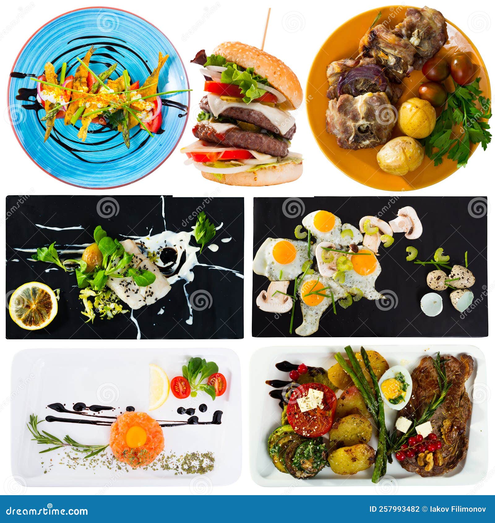 Collage of Dishes Isolated on White Stock Photo Image of dishes