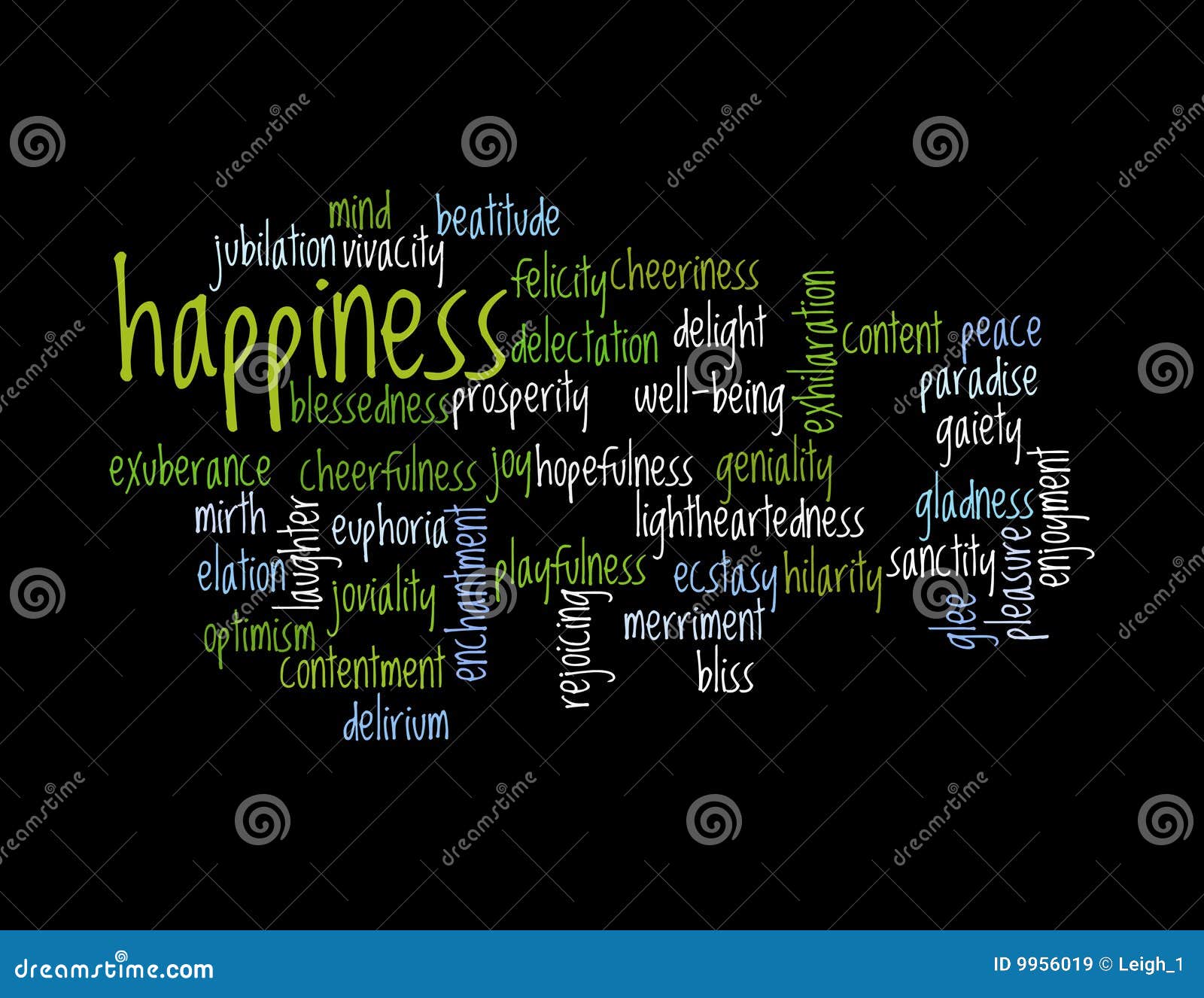 Collage Des Synonymes Pour Le Bonheur Illustration de Vecteur