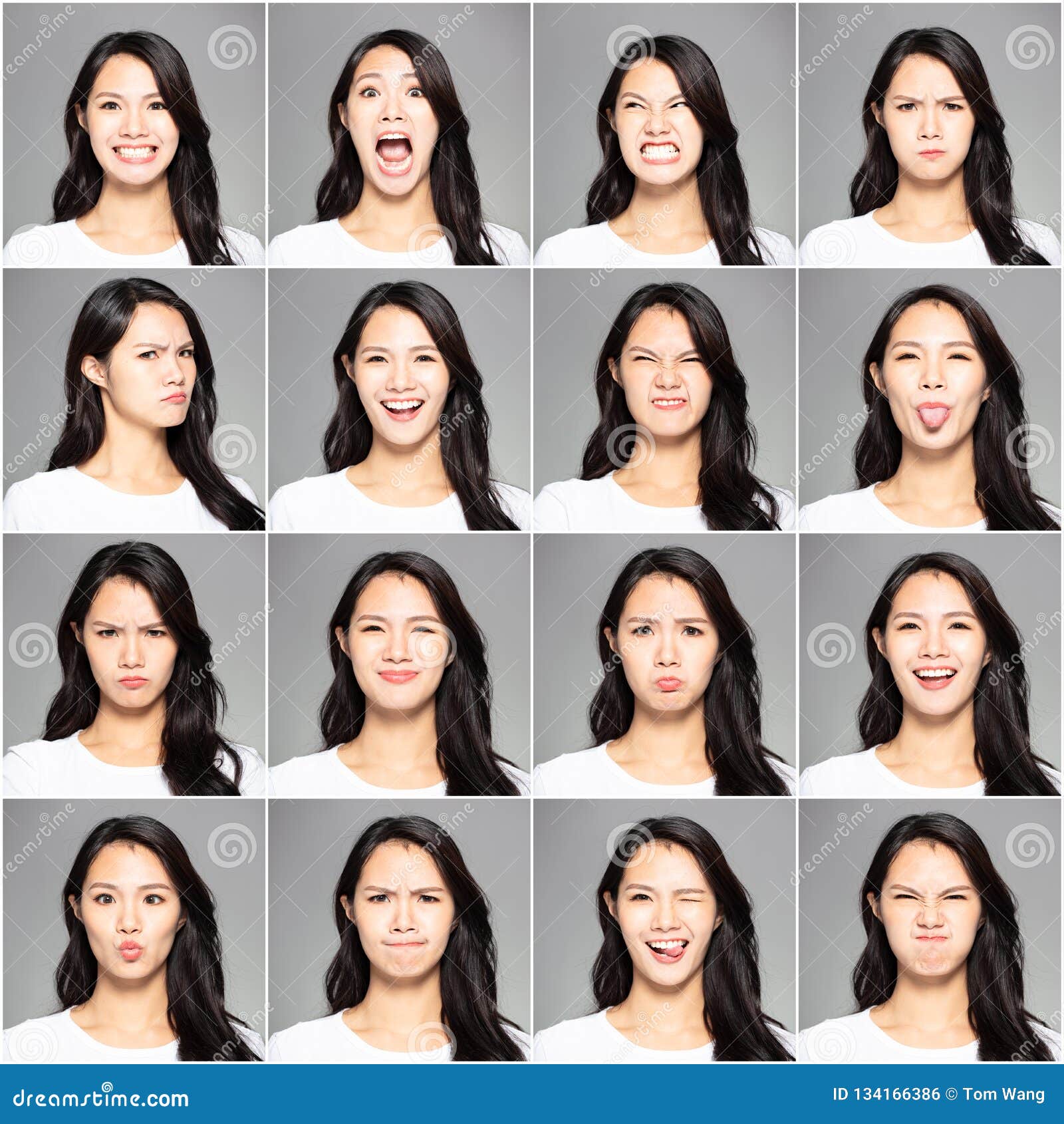 Different Emotions in Same Young Woman Stock Photo - Image of eyes ...