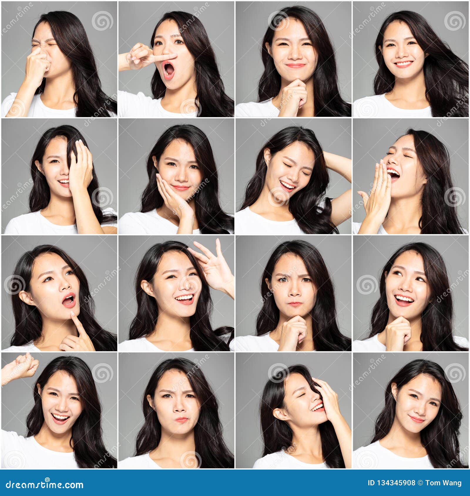 Collage with Different Emotions in Same Young Woman Stock Photo - Image ...