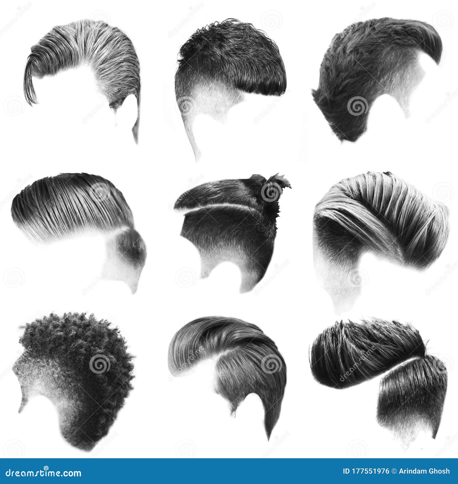 Collage Of Different Men S Hair Style With Black Hair Color On White Background Stock Illustration Illustration Of Head Element 177551976