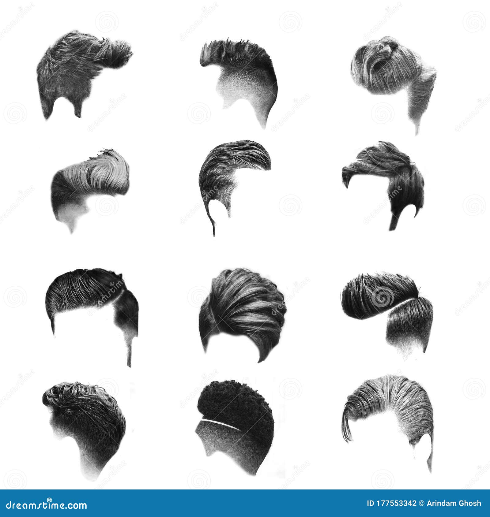 Collage of Different Men`s Hair Style with Black Hair Color on White  Background Stock Illustration - Illustration of face, bearded: 177553342