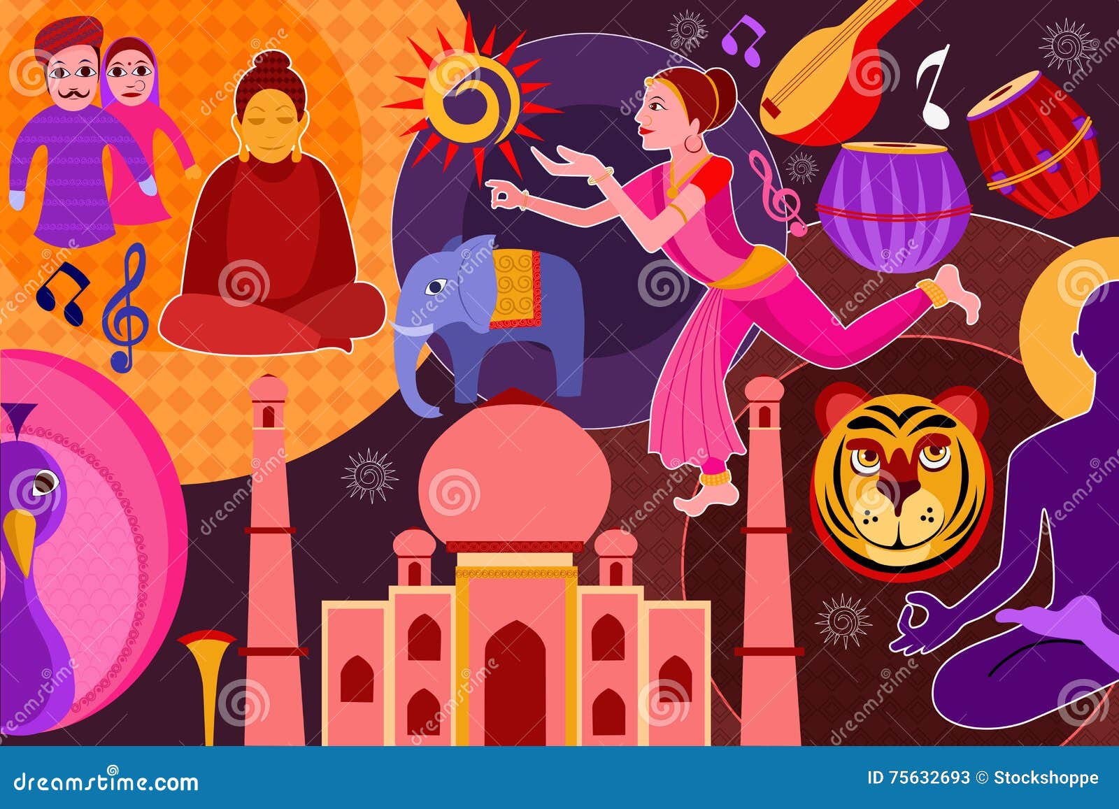 collage-displaying-rich-cultural-heritage-of-india-stock-vector