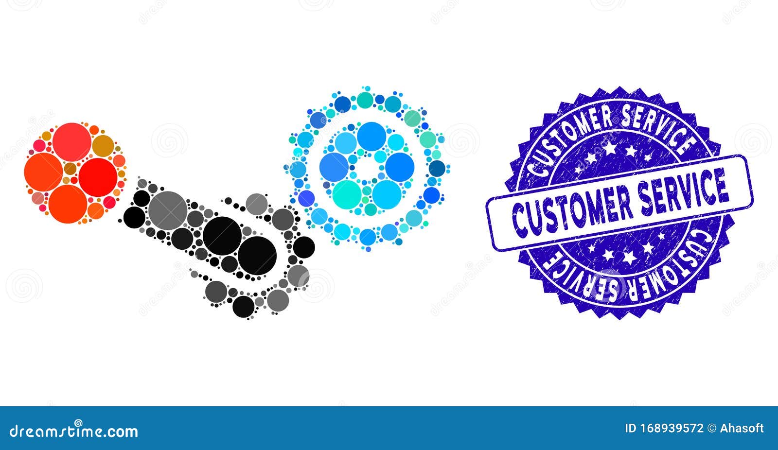 Collage Engine Icon with Grunge Customer Service Seal Stock Vector Illustration of random