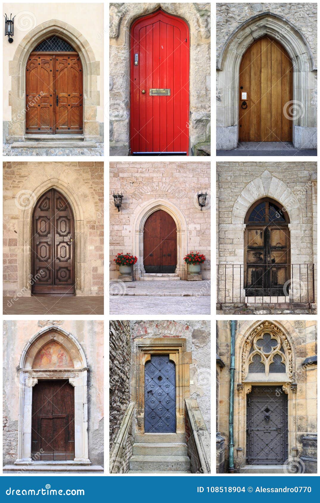 Medieval Front Doors With Lancet Arch Stock Photo - Image of frame