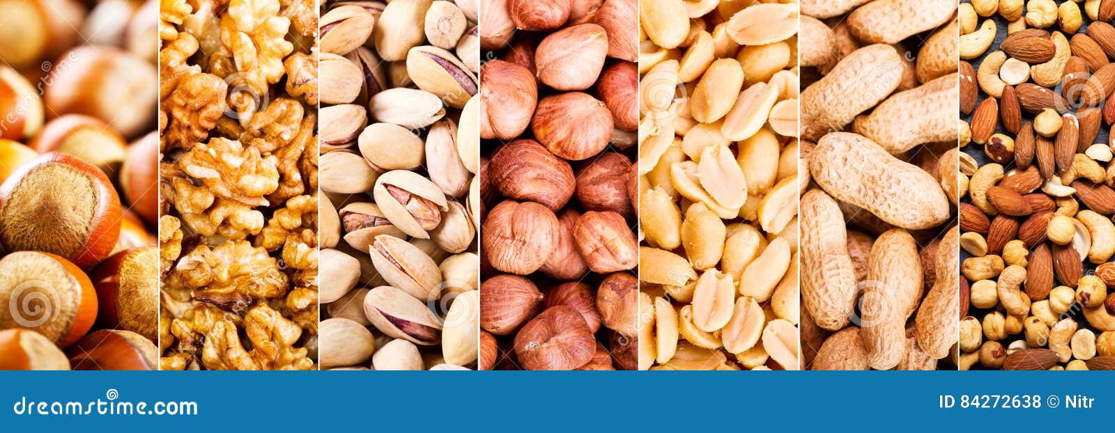 collage of mixed nuts