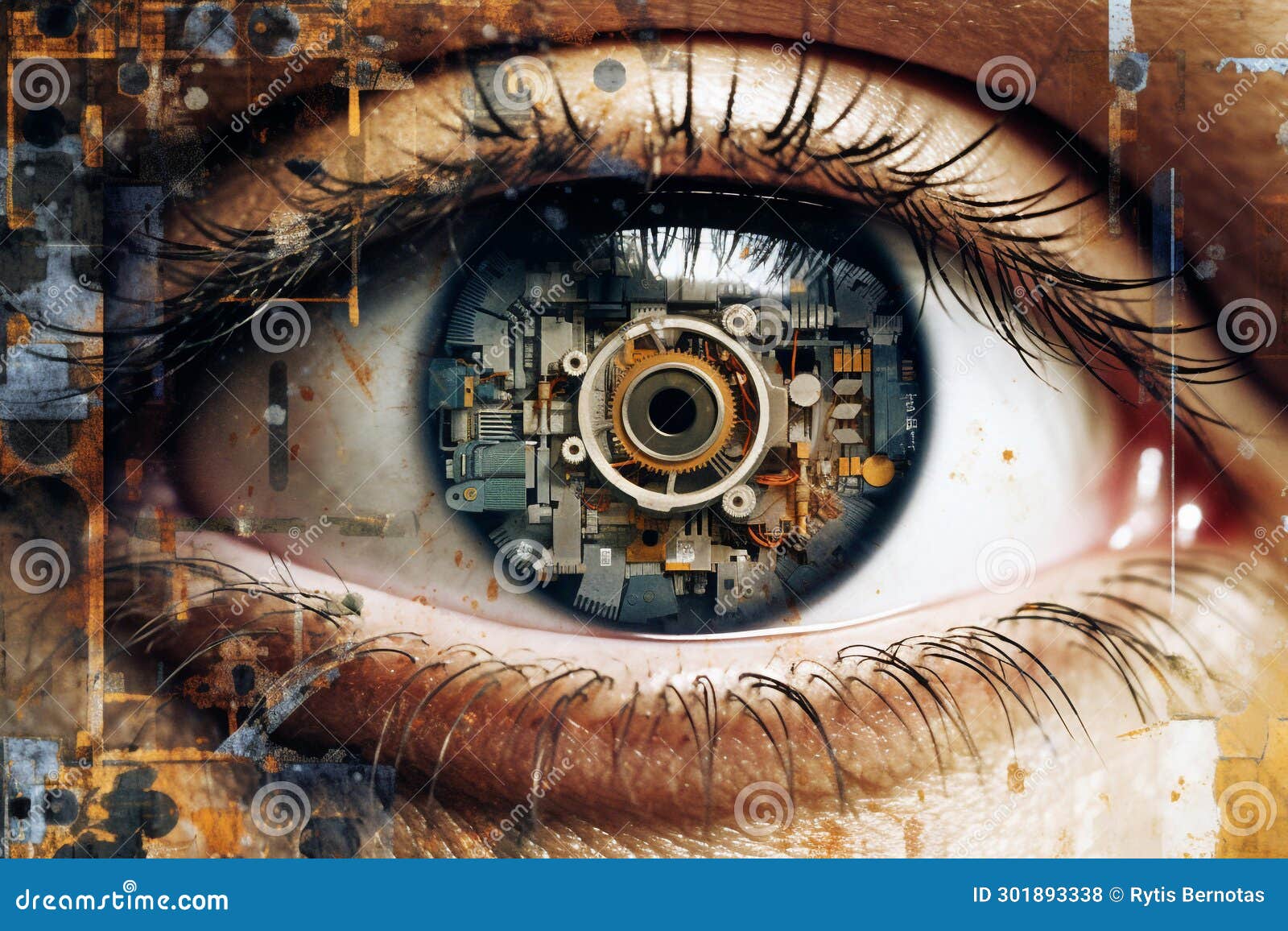 Collage of Modern Technology and Human Eye Stock Illustration ...