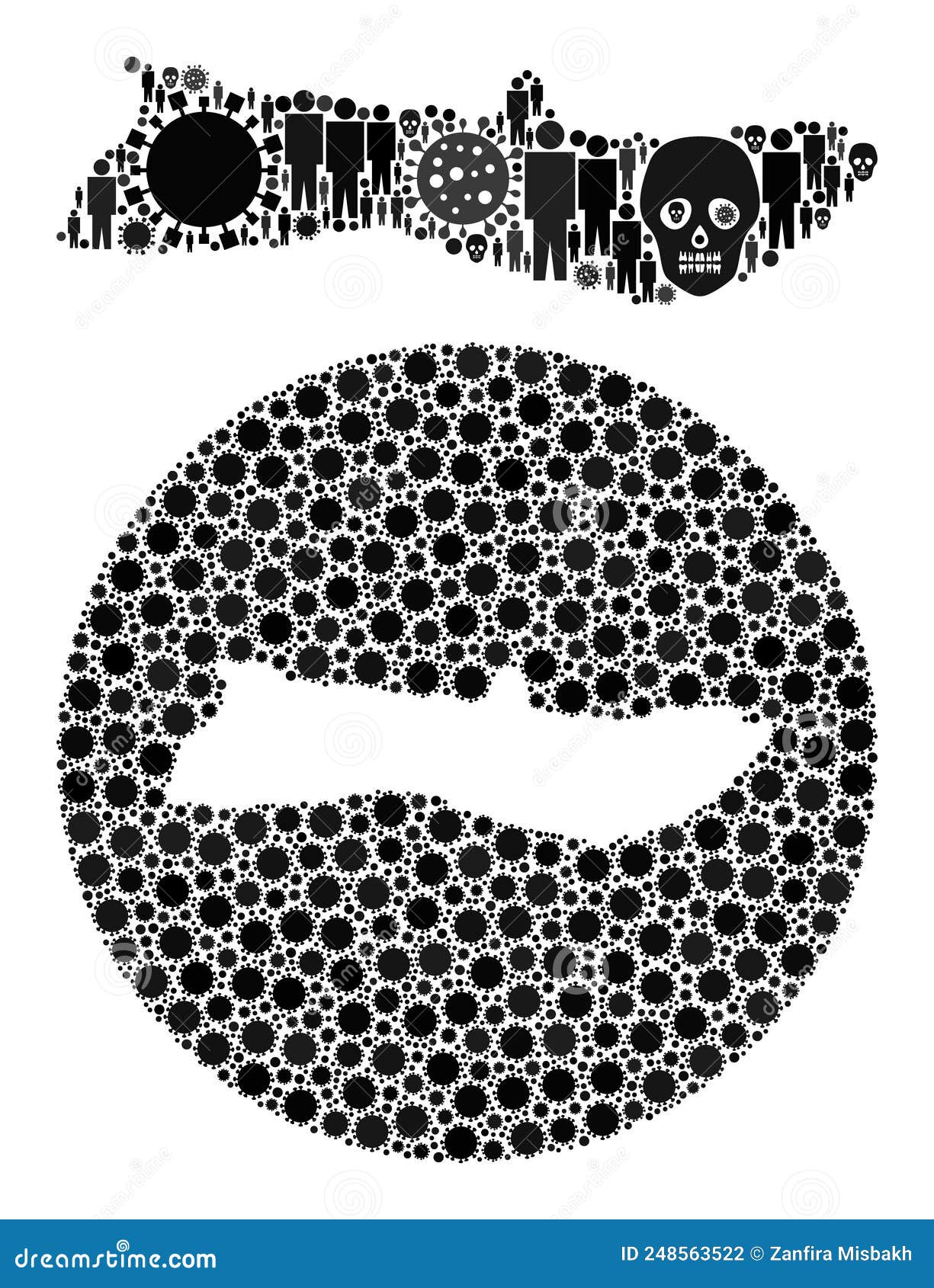 Virus and Population Mosaics for Molokai Island Map Stock Vector