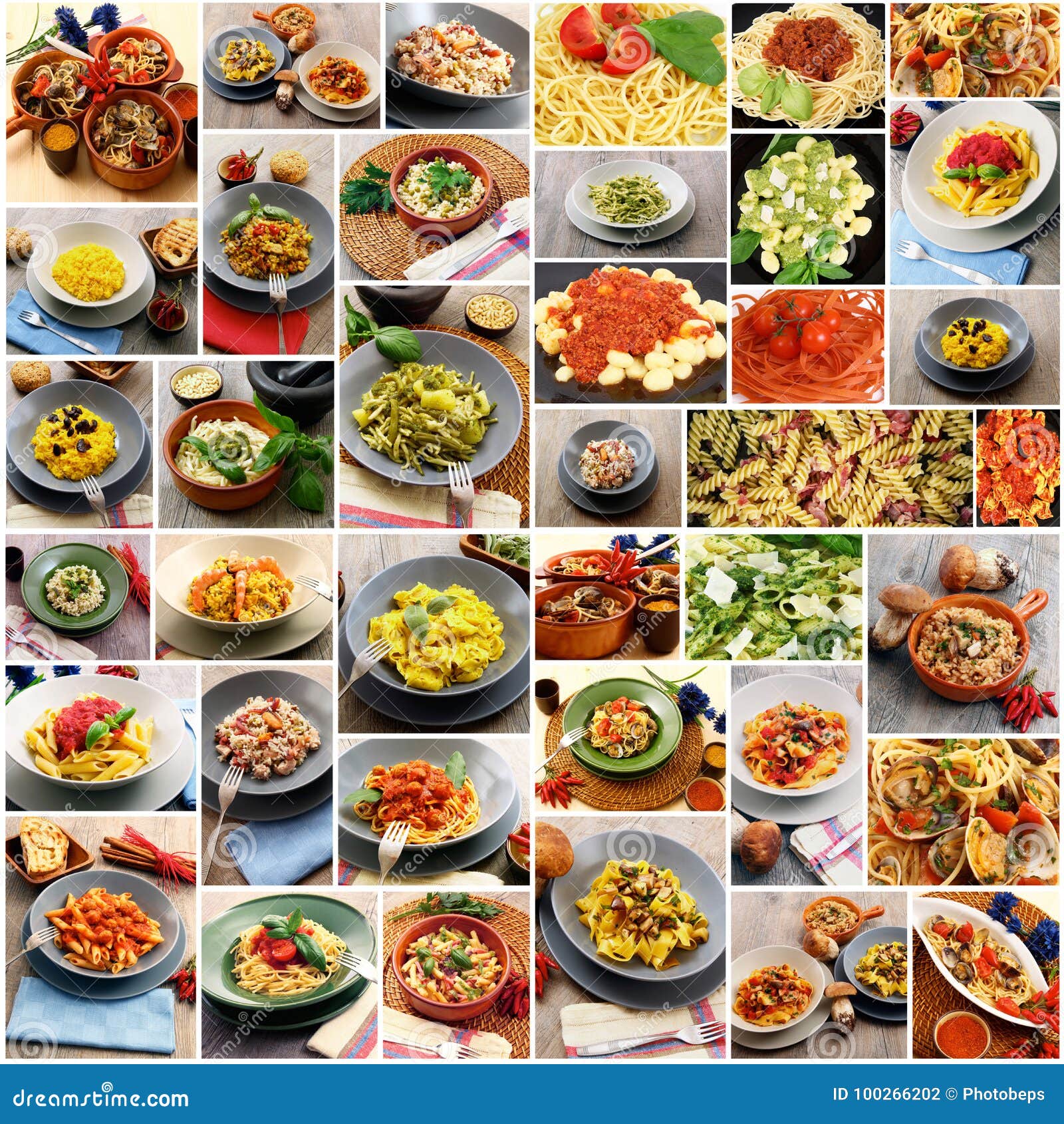 Original Italian Pasta Collage Stock Photo - Image of ingredient, lunch