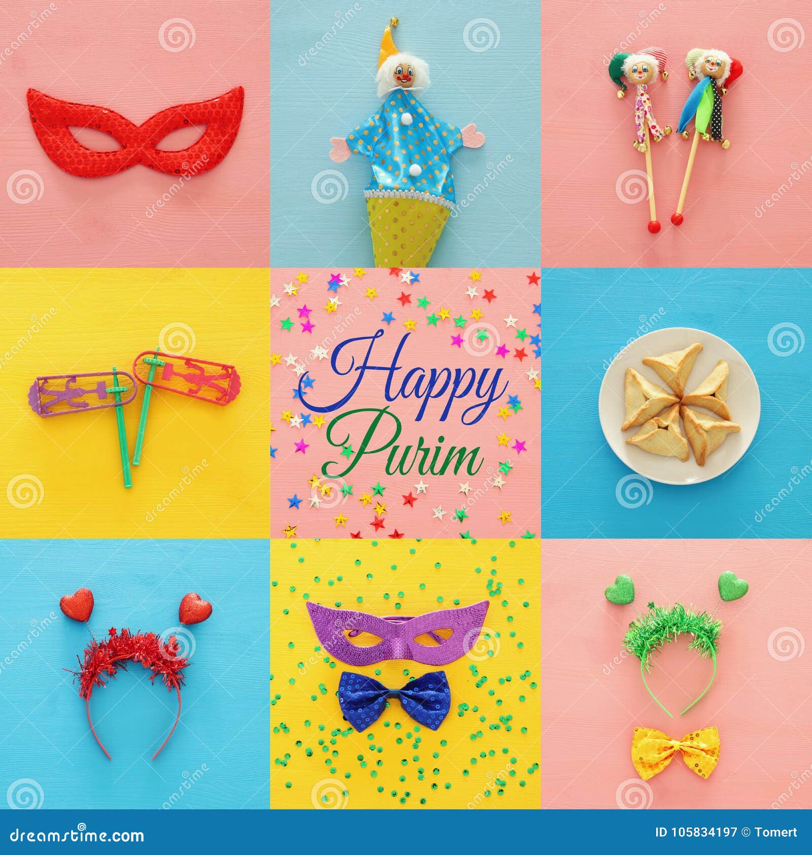 Collage Of Purim Celebration Concept And X28jewish Carnival Holidayand X29