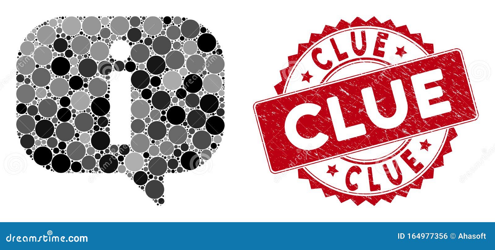 Collage about with Scratched Clue Stamp Stock Illustration