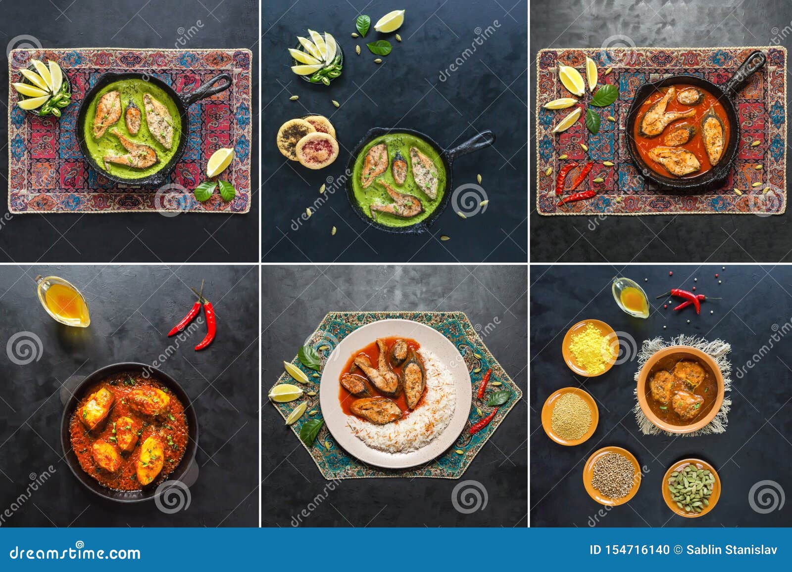 Collage with Spicy and Hot Bengali Fish Curry. Stock Photo - Image of  fishing, curry: 154716140