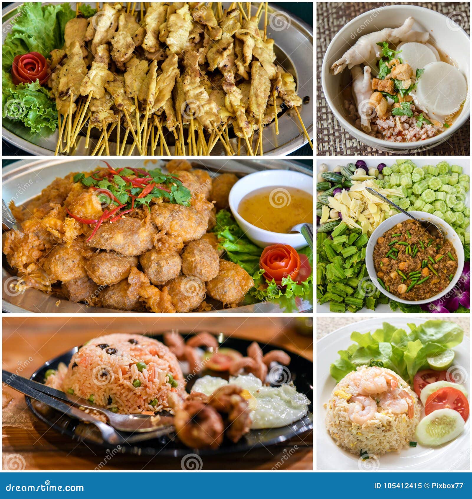 Collage of Thai food menu stock image. Image of food - 105412415, image size:1600x1690
