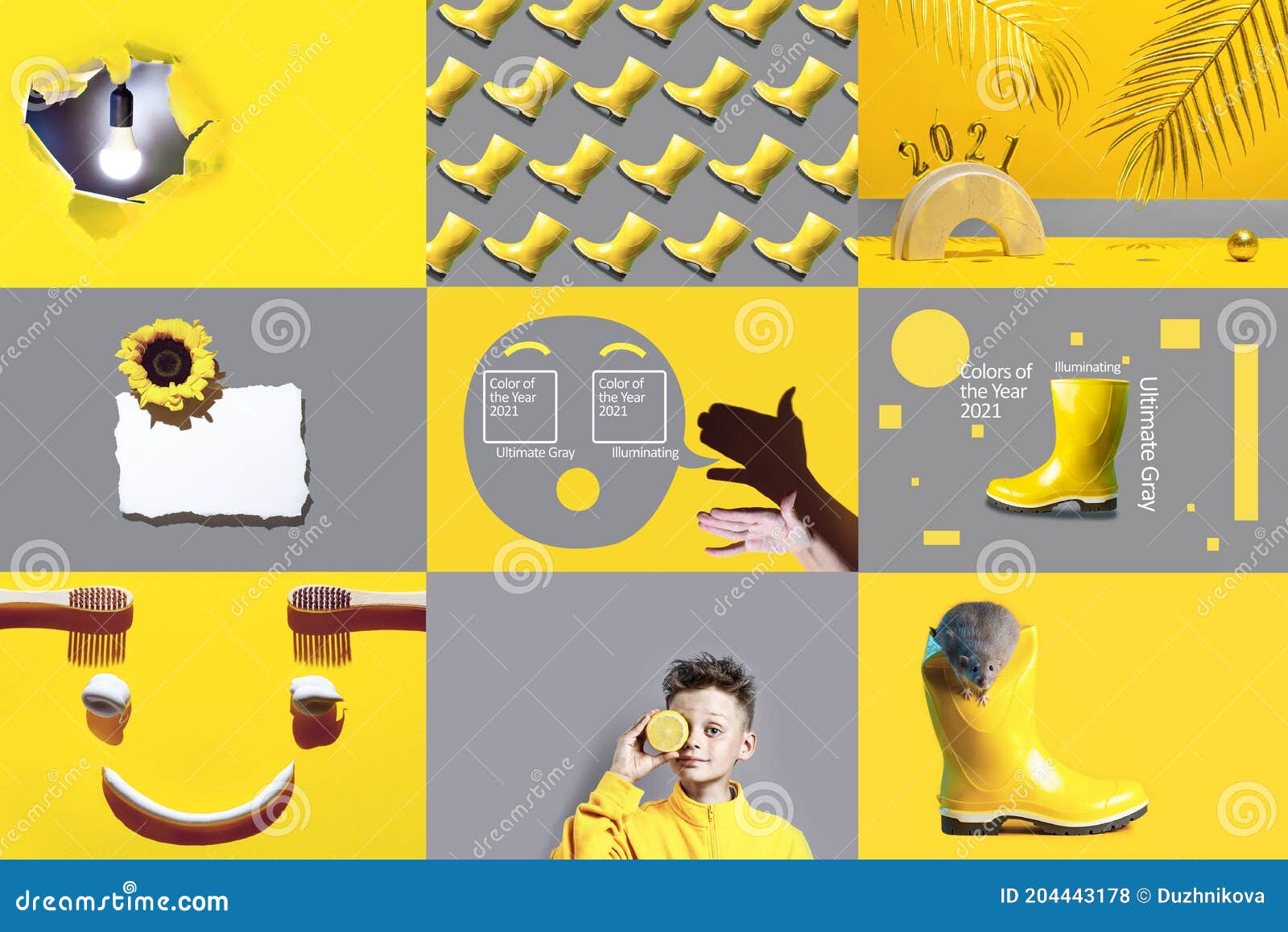 Collage on the Theme of Color of the Year, Concept Editorial Stock