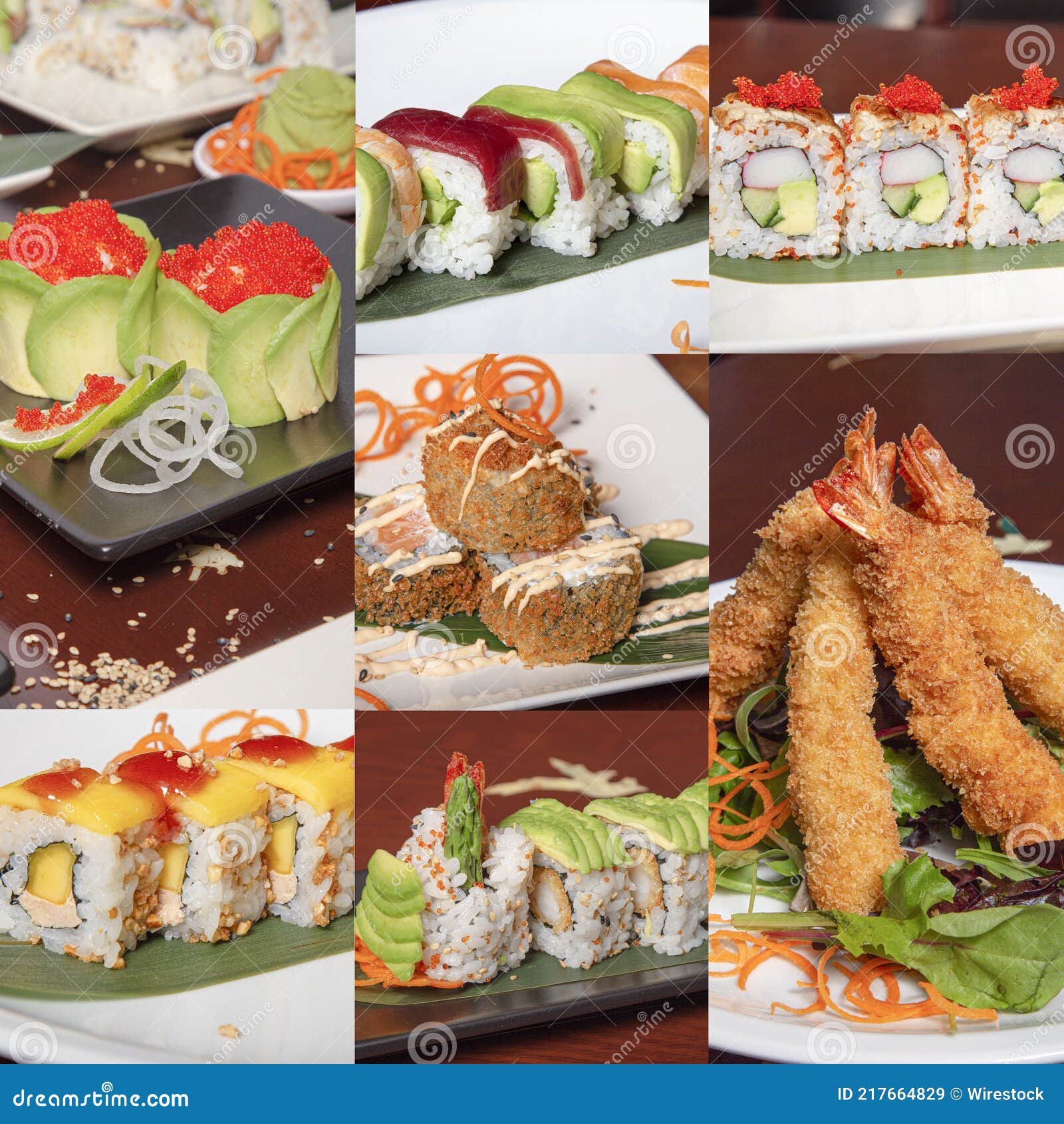 Collage of Traditional Delicious Japanese Dishes Stock Image Image of