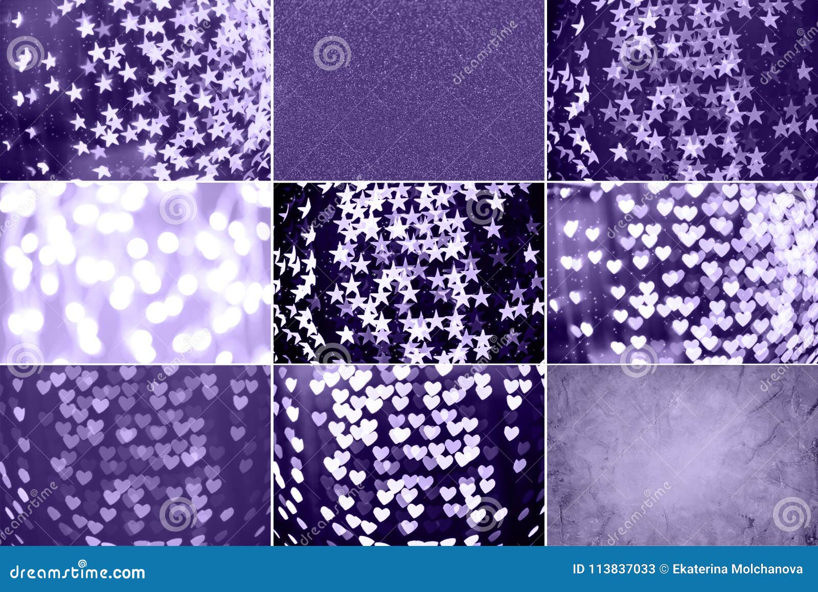collage with ultra violet toned images. pantone color of the yea